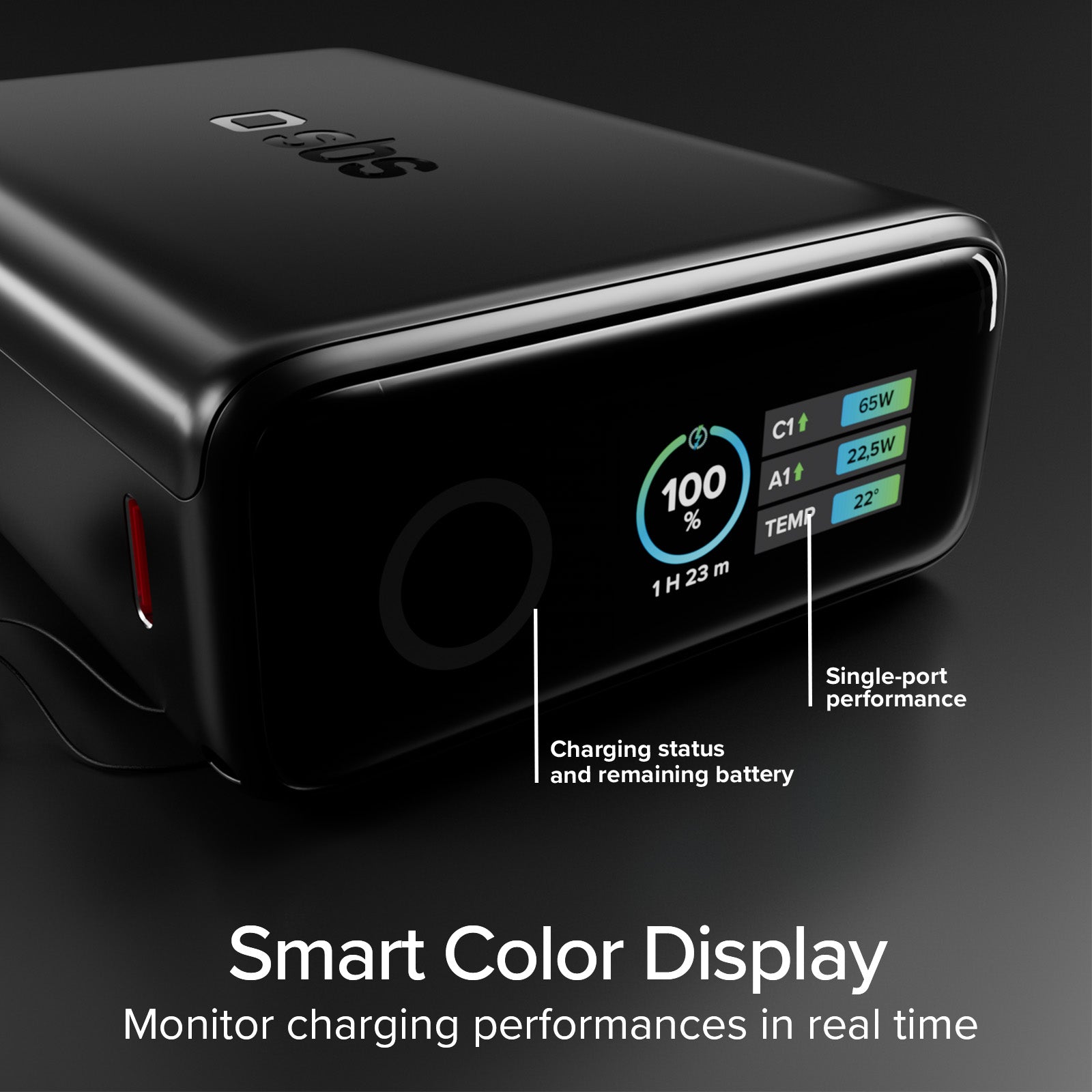 Power Bank 20000mAh con cavo integrato e display TFT