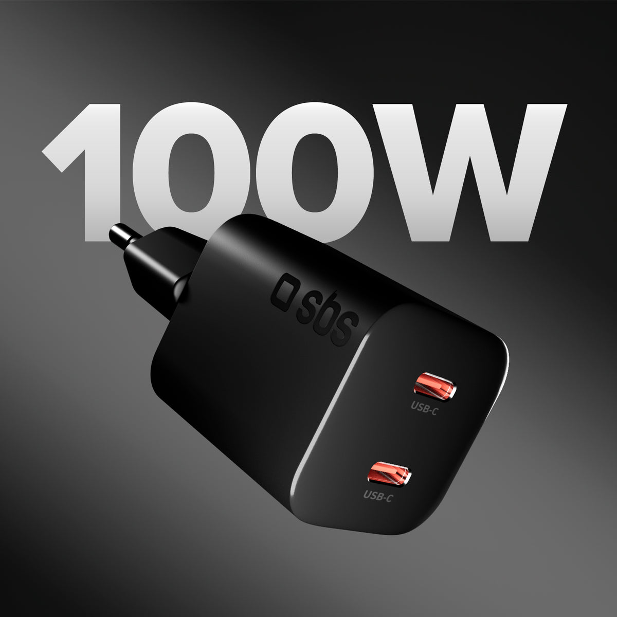 Lade-Kit für Laptops mit 100W Ladegerät mit zwei USB-C-Anschlüssen und geflochtenem Nylonkabel