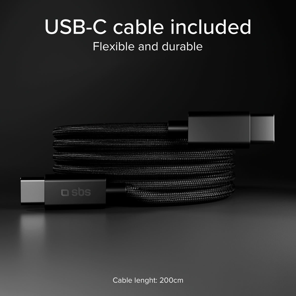 Lade-Kit für Laptops mit 100W Ladegerät mit zwei USB-C-Anschlüssen und geflochtenem Nylonkabel