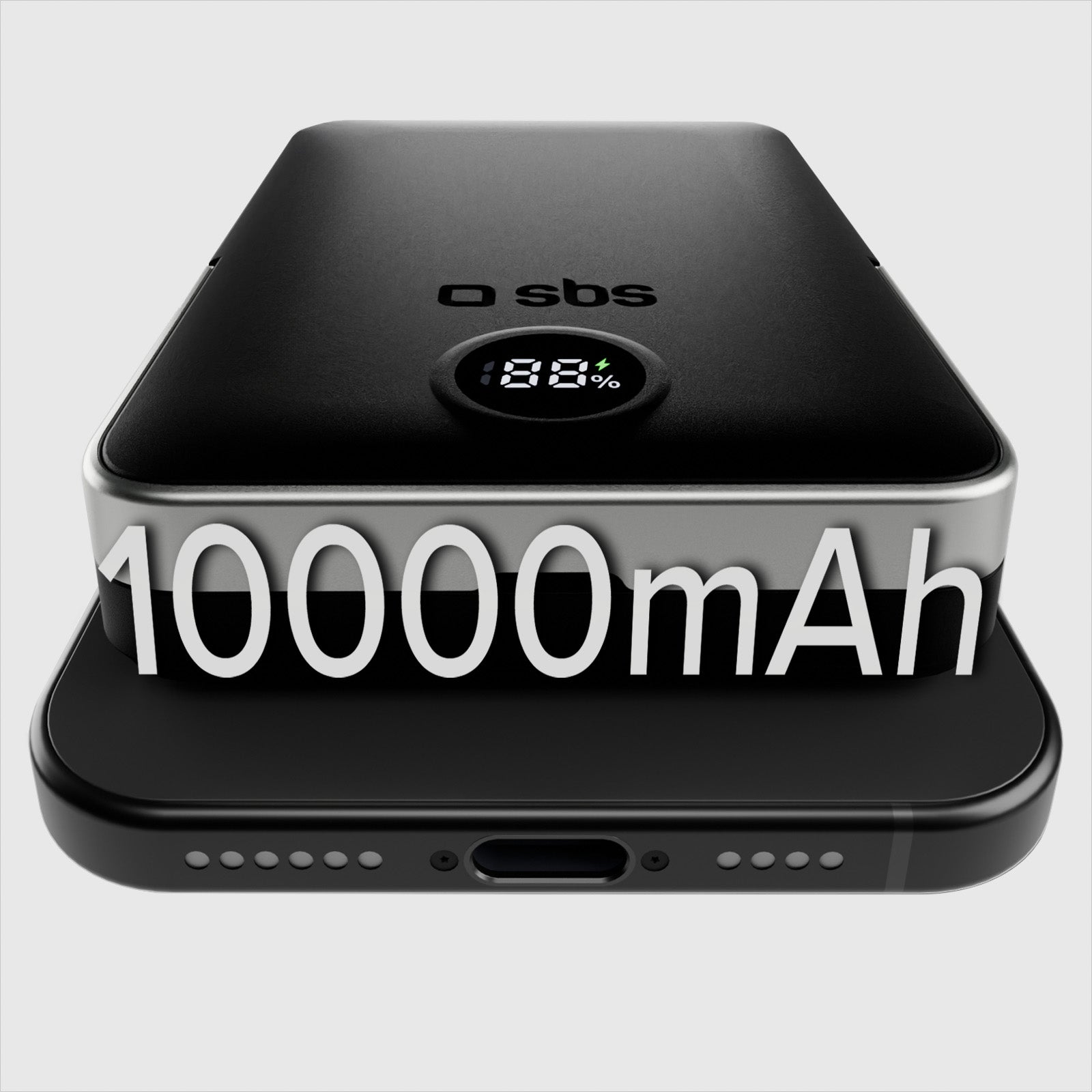 Batterie externe sans fil 10.000 mAh avec support intégré et écran LCD