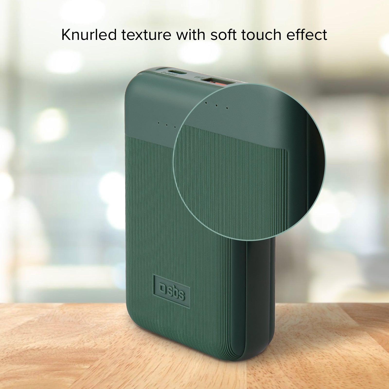 Powerbank Power Delivery 20W bei 10.000 mAh, Soft Touch und gerändelte Oberfläche