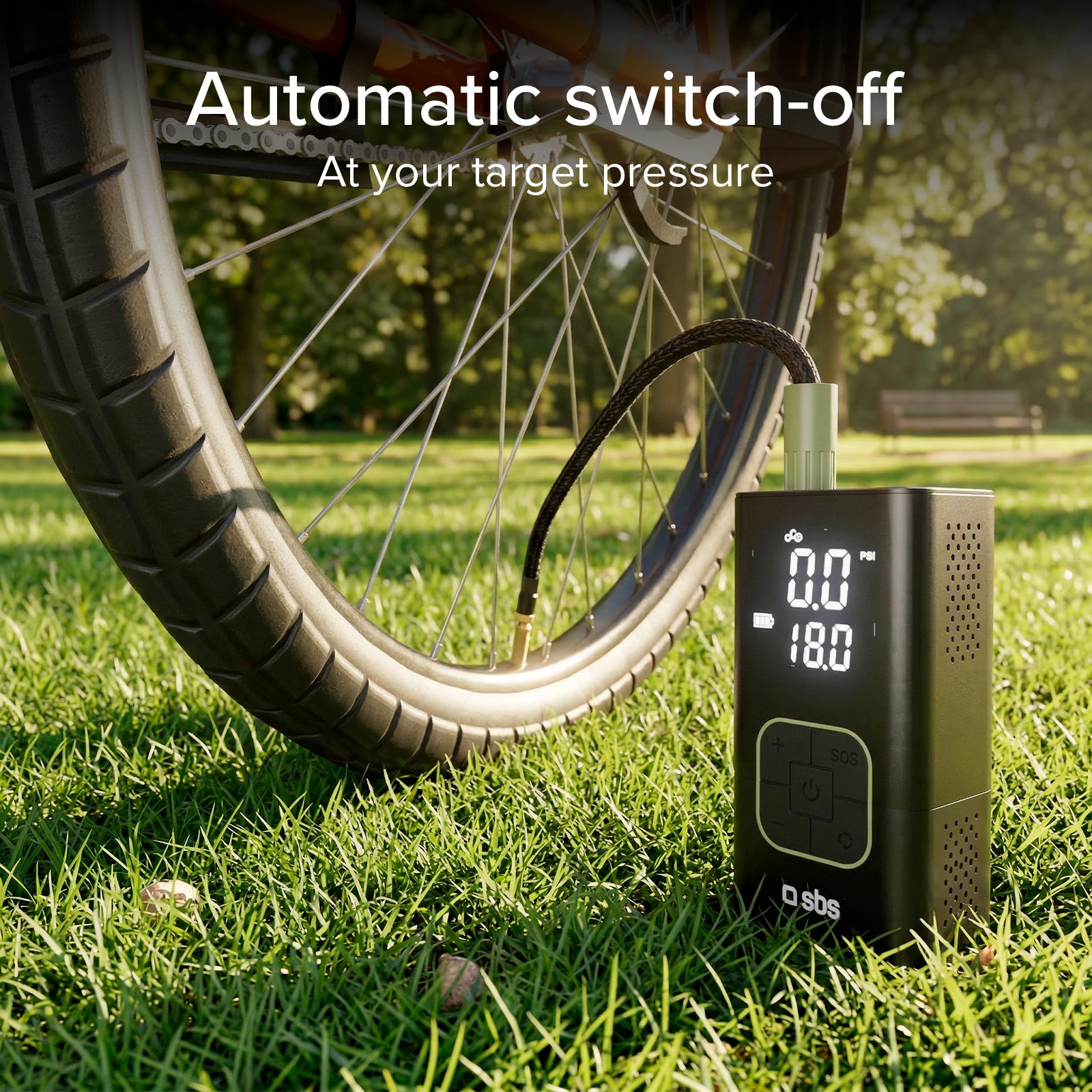 Compressore portatile con funzione powerbank 3600 mAh 5W e torcia LED per emergenze-outdoor
