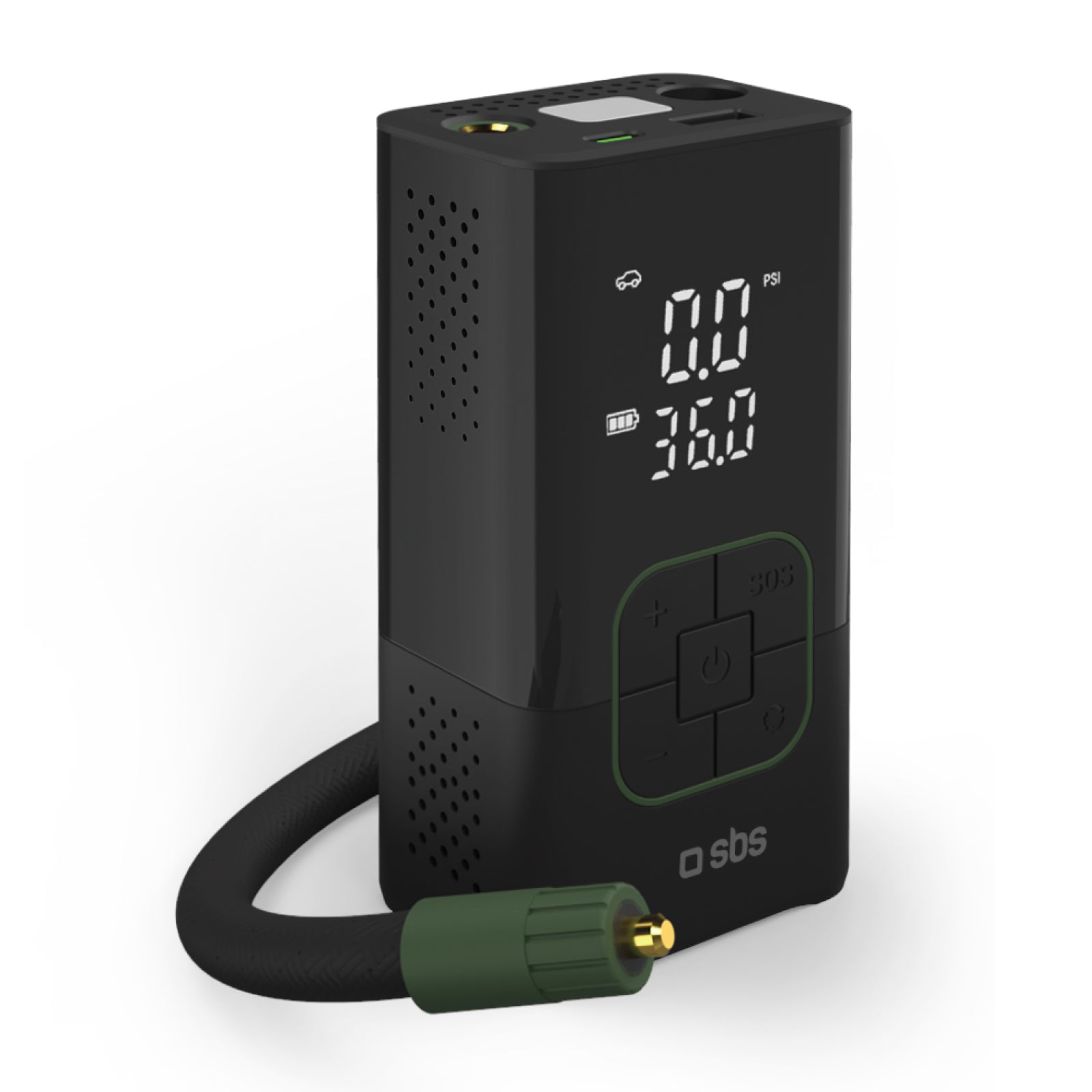 Compresor portátil con función batería externa 3600 mAh 5 W y linterna LED para emergencias en exteriores