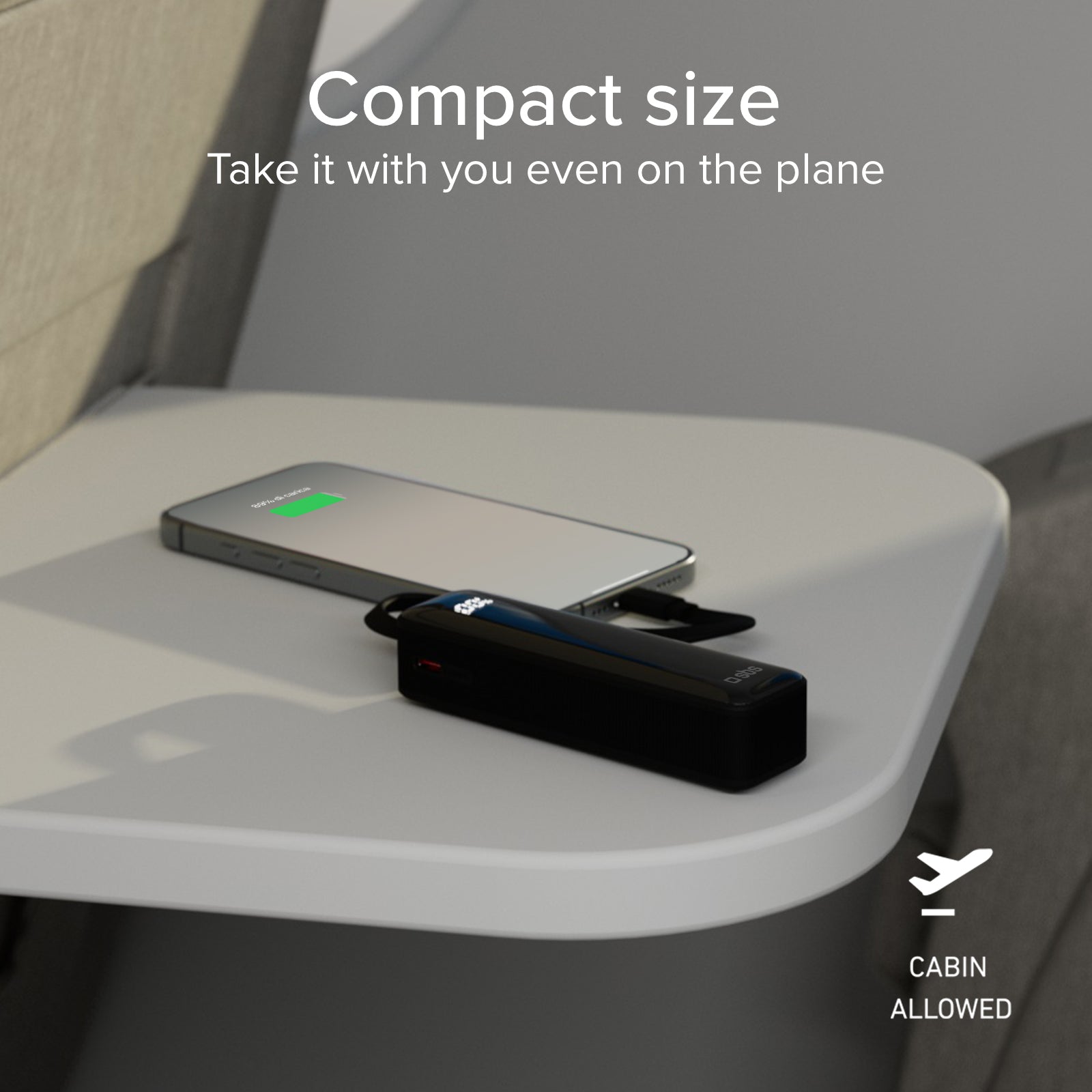 Batterie externe 5000&nbsp;mAh avec câble USB-C intégré et écran