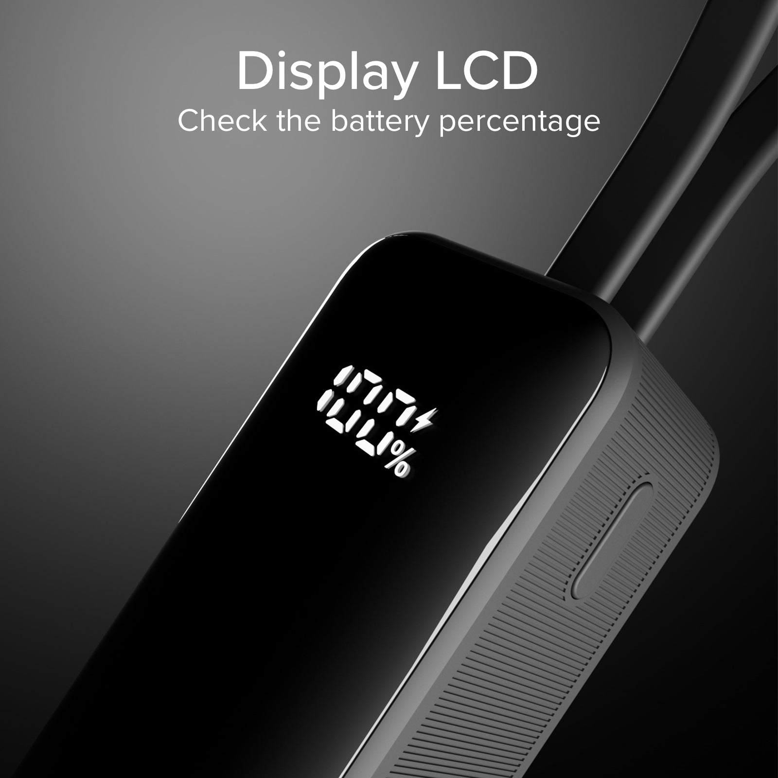 Batterie externe 5000&nbsp;mAh avec câble USB-C intégré et écran