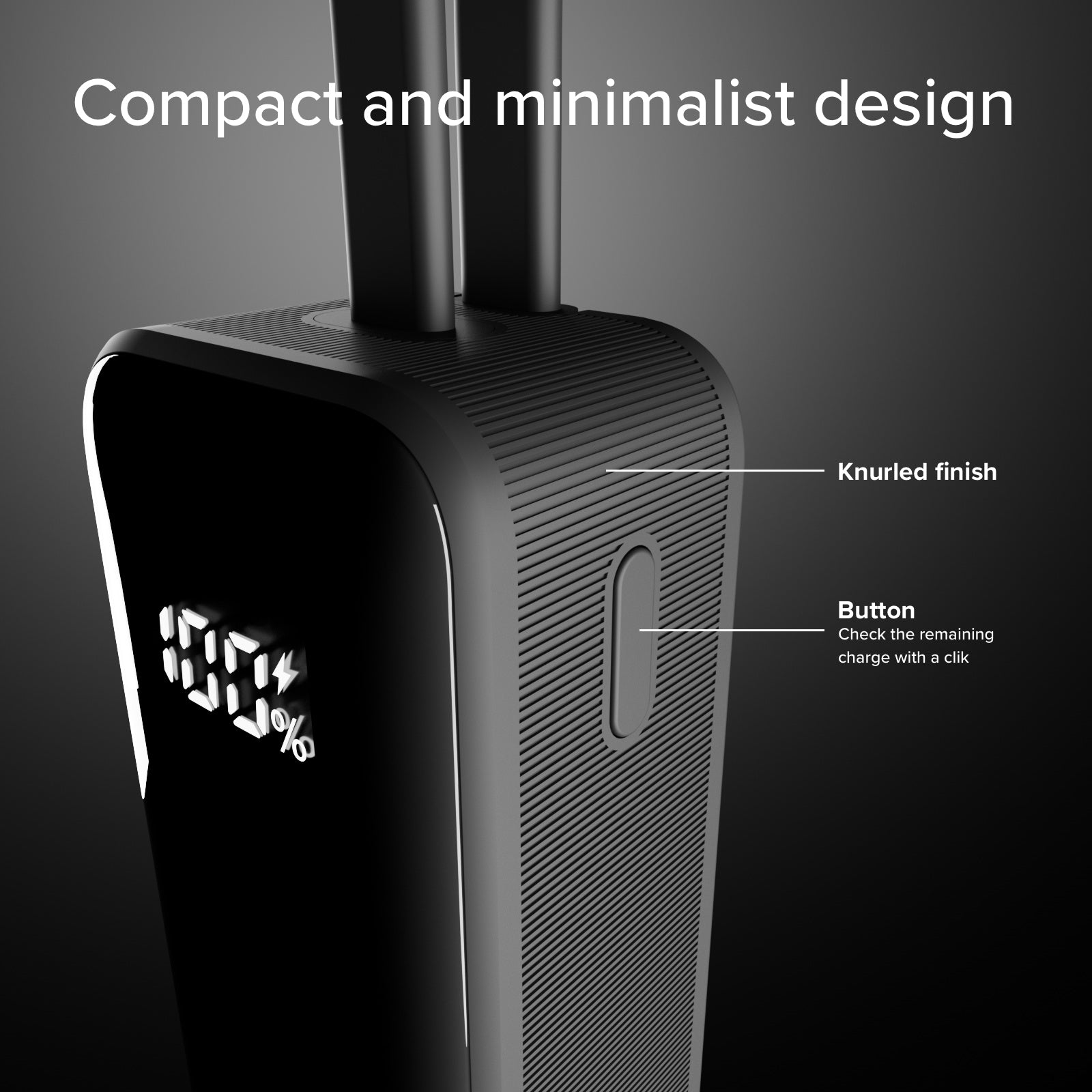 Batterie externe 5000&nbsp;mAh avec câble USB-C intégré et écran