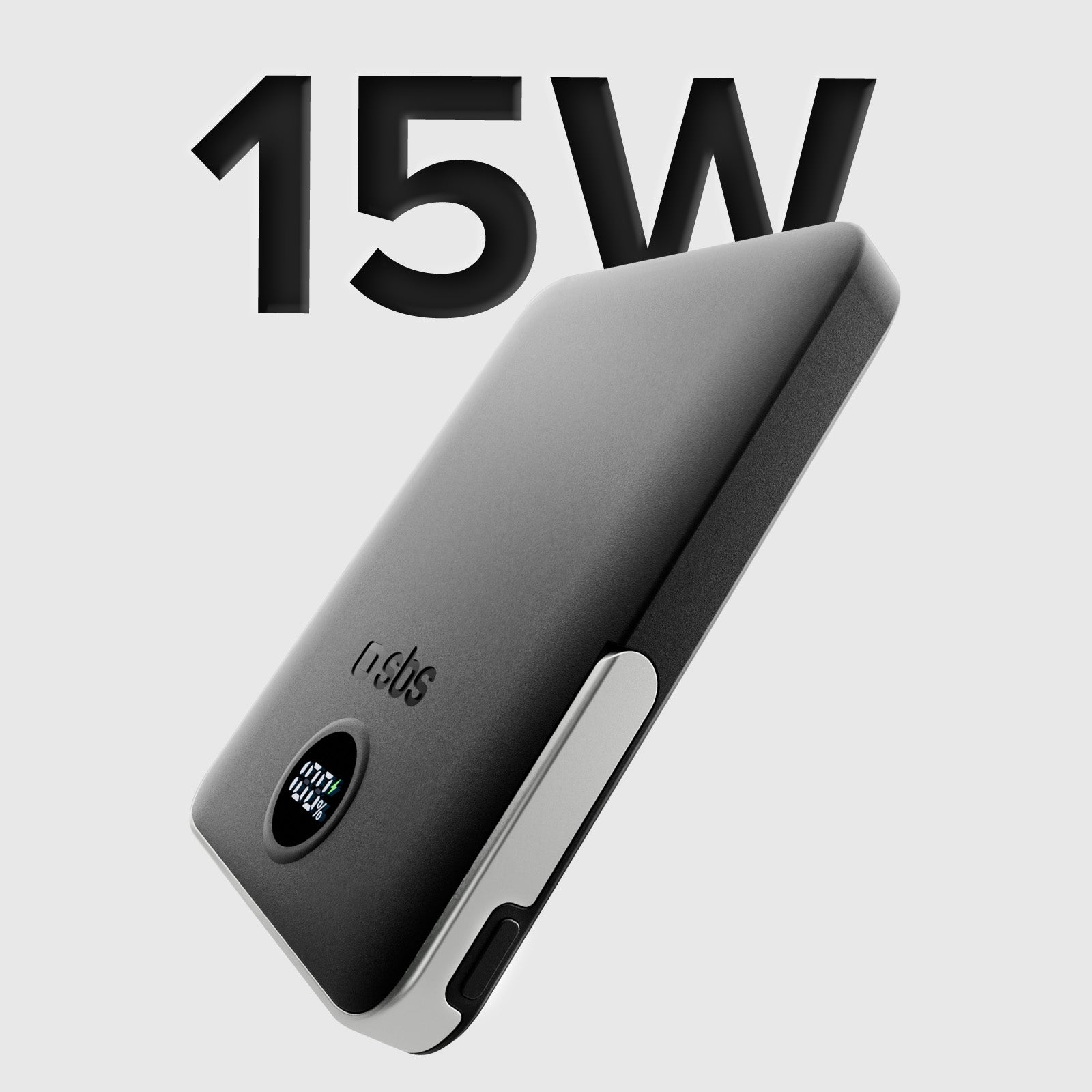 Powerbank mit 5.000 mAh, kabelloses Laden und integriertem Standfuß