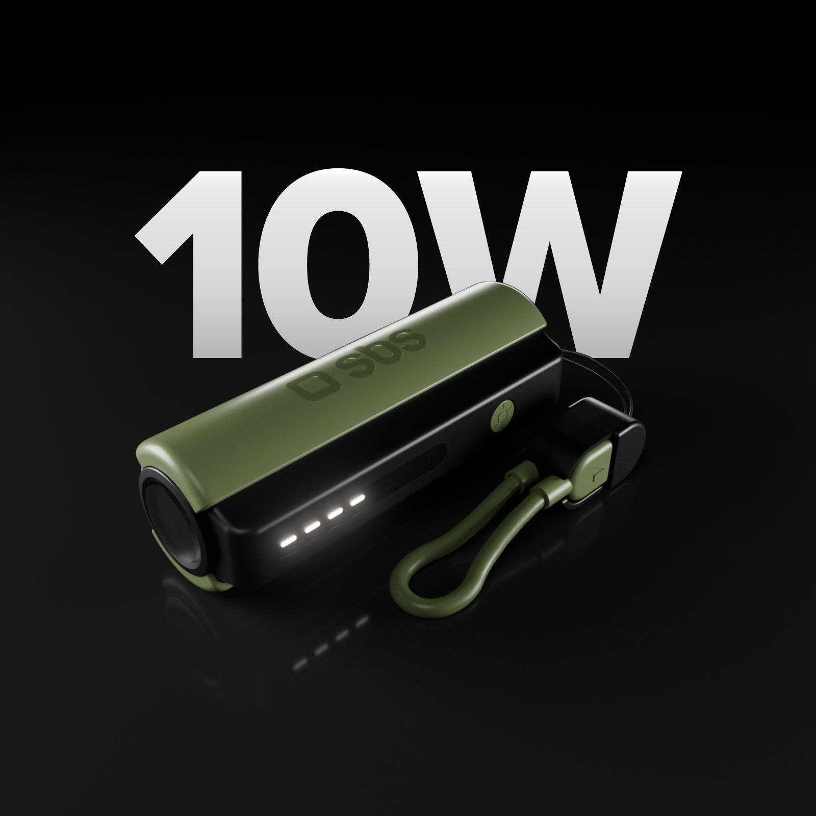 Power Bank compatto 5000mAh con torcia LED, porta USB-C 10W, cavo USB-C incluso, ideale per outdoor e campeggio