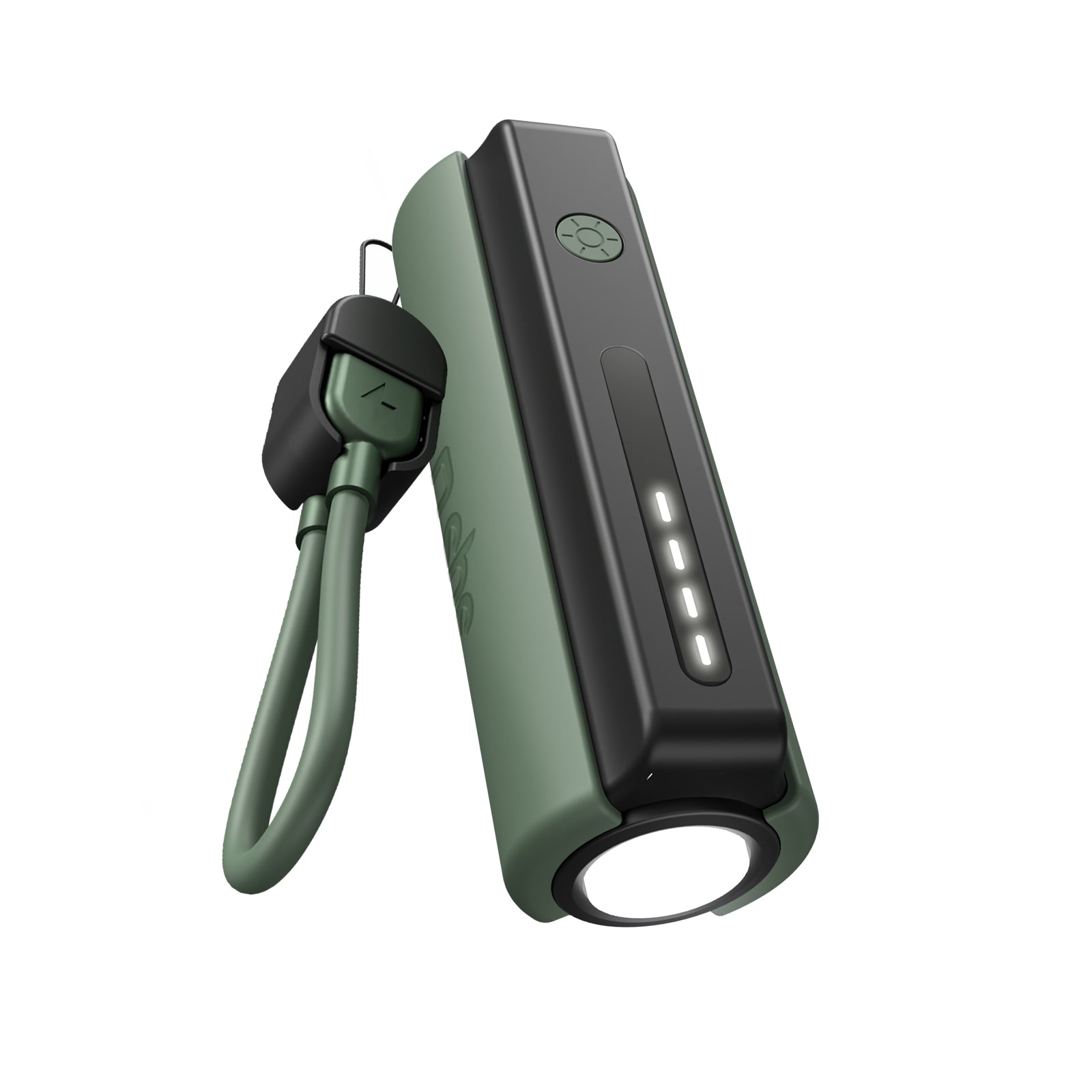 Batería externa compacta de 5000 mAh con linterna LED, puerto USB-C de 10 W, cable USB-C incluido, ideal para la vida al aire libre y las acampadas