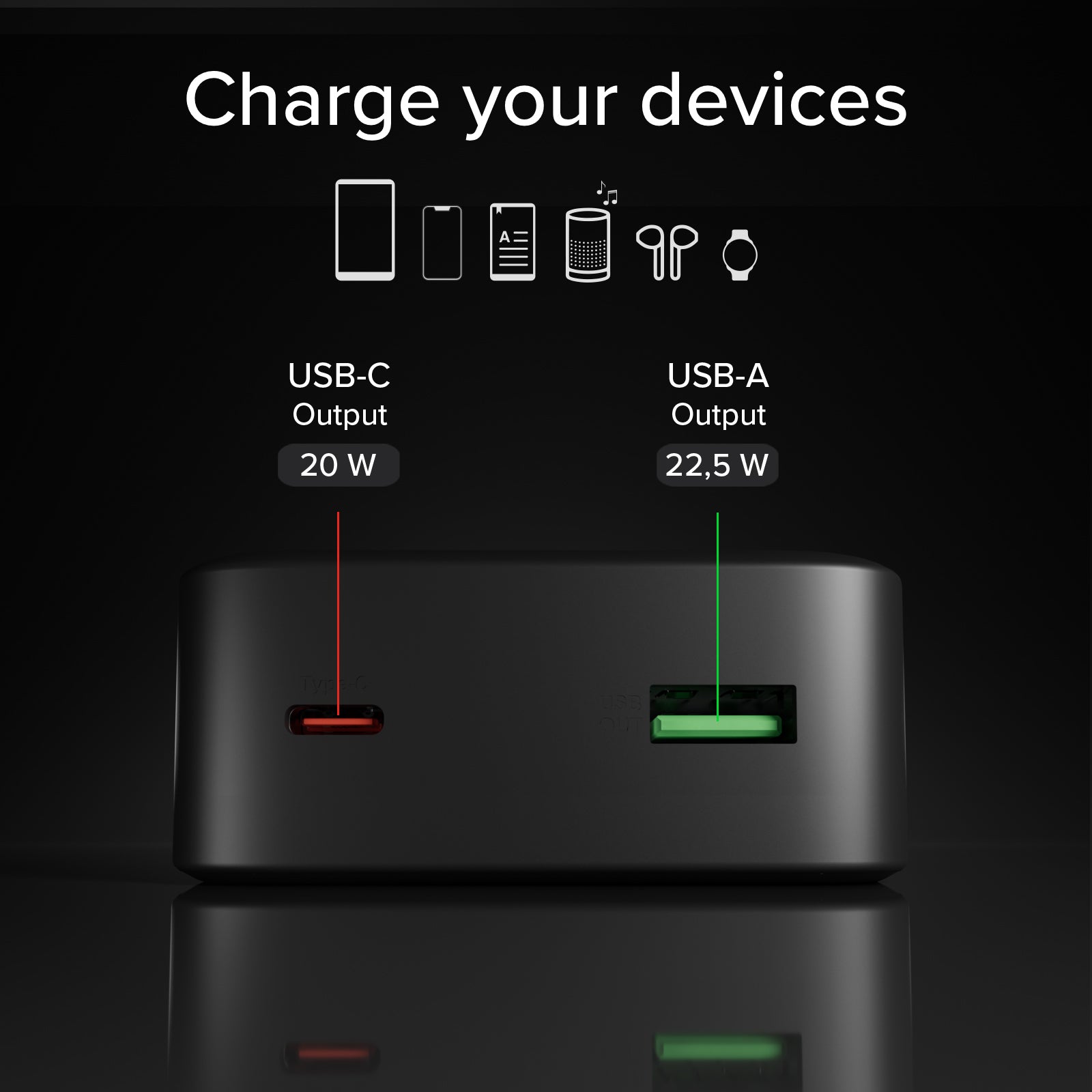 20000 mAh High Density Power Bank with PD and dual USB ports