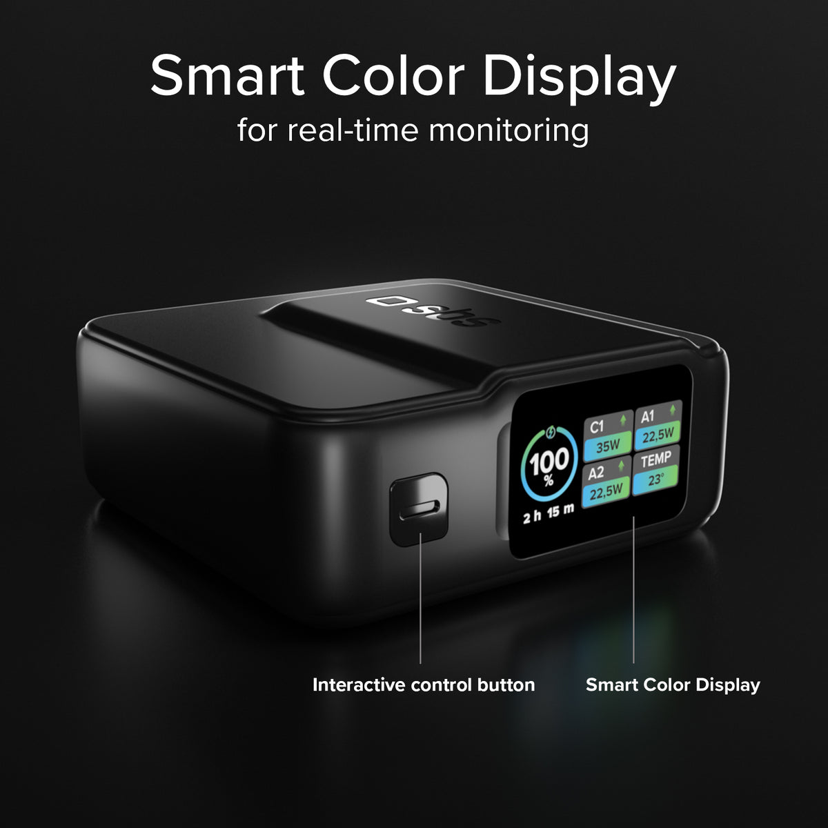 Powerbank 10.000mAh Power Control 2.0 mit Smart TFT Display und PD-Ladung bis 35W