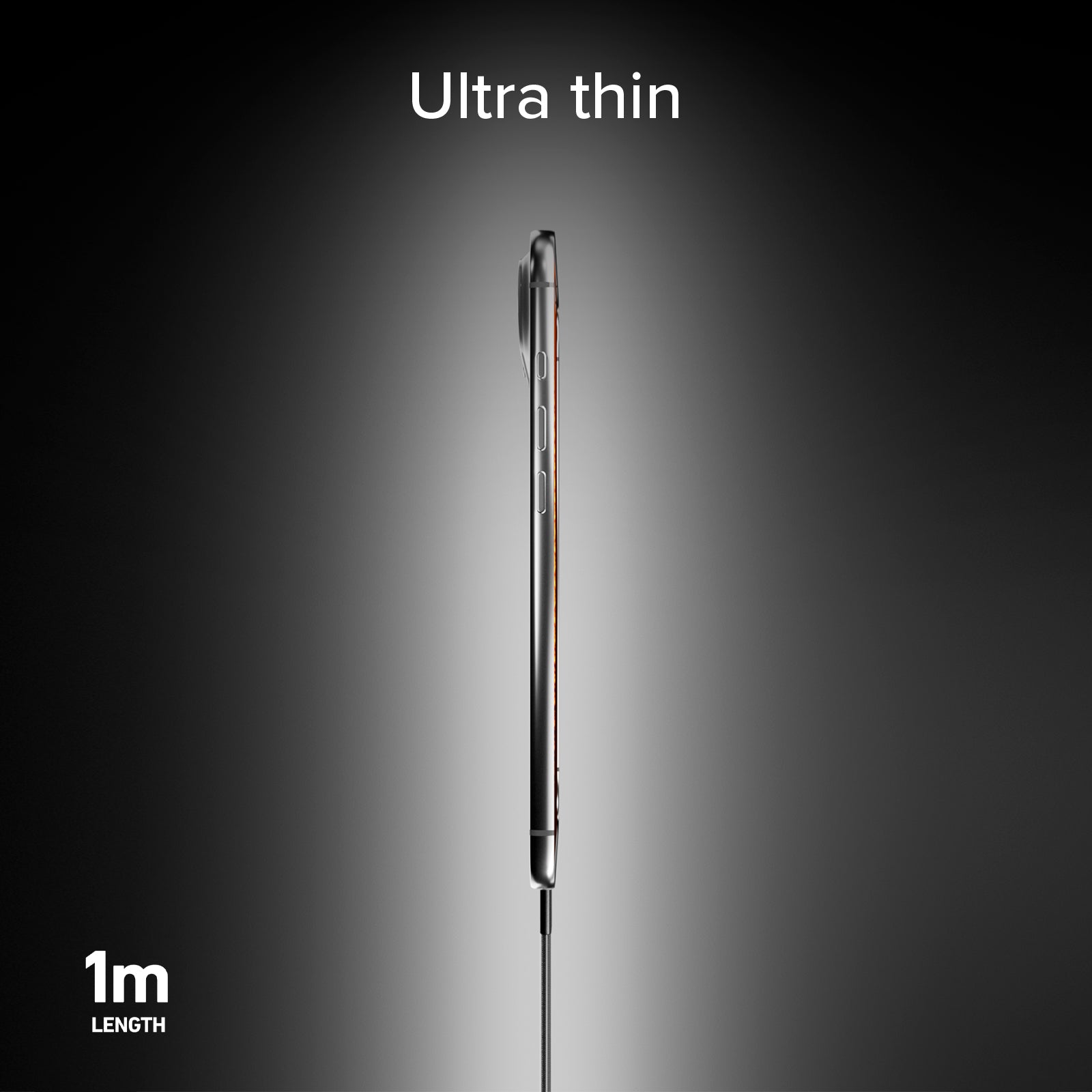 Slim charging and data cable with USB-C 2.0 connectors, 1 m