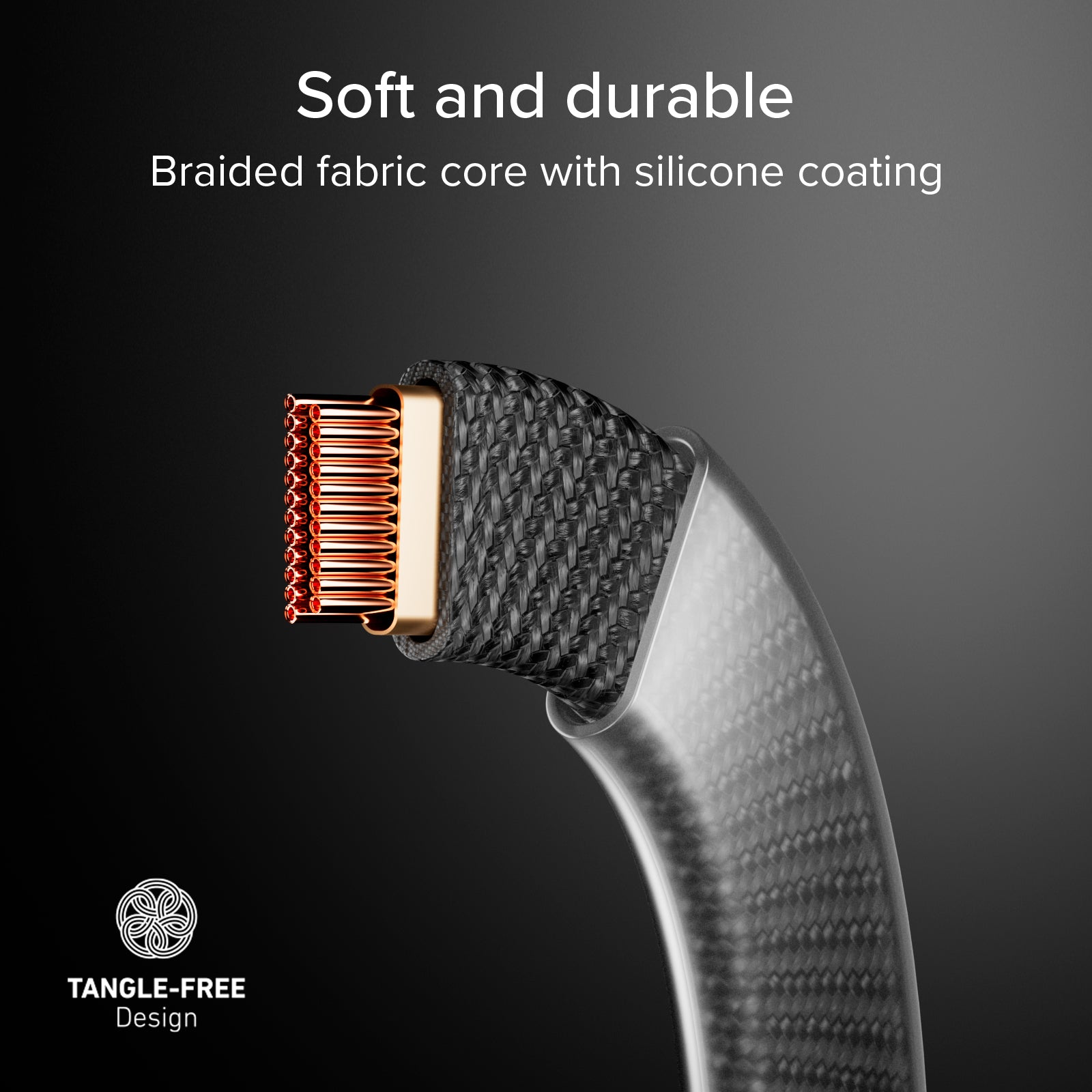 Slim charging and data cable with USB-C 2.0 connectors, 1 m