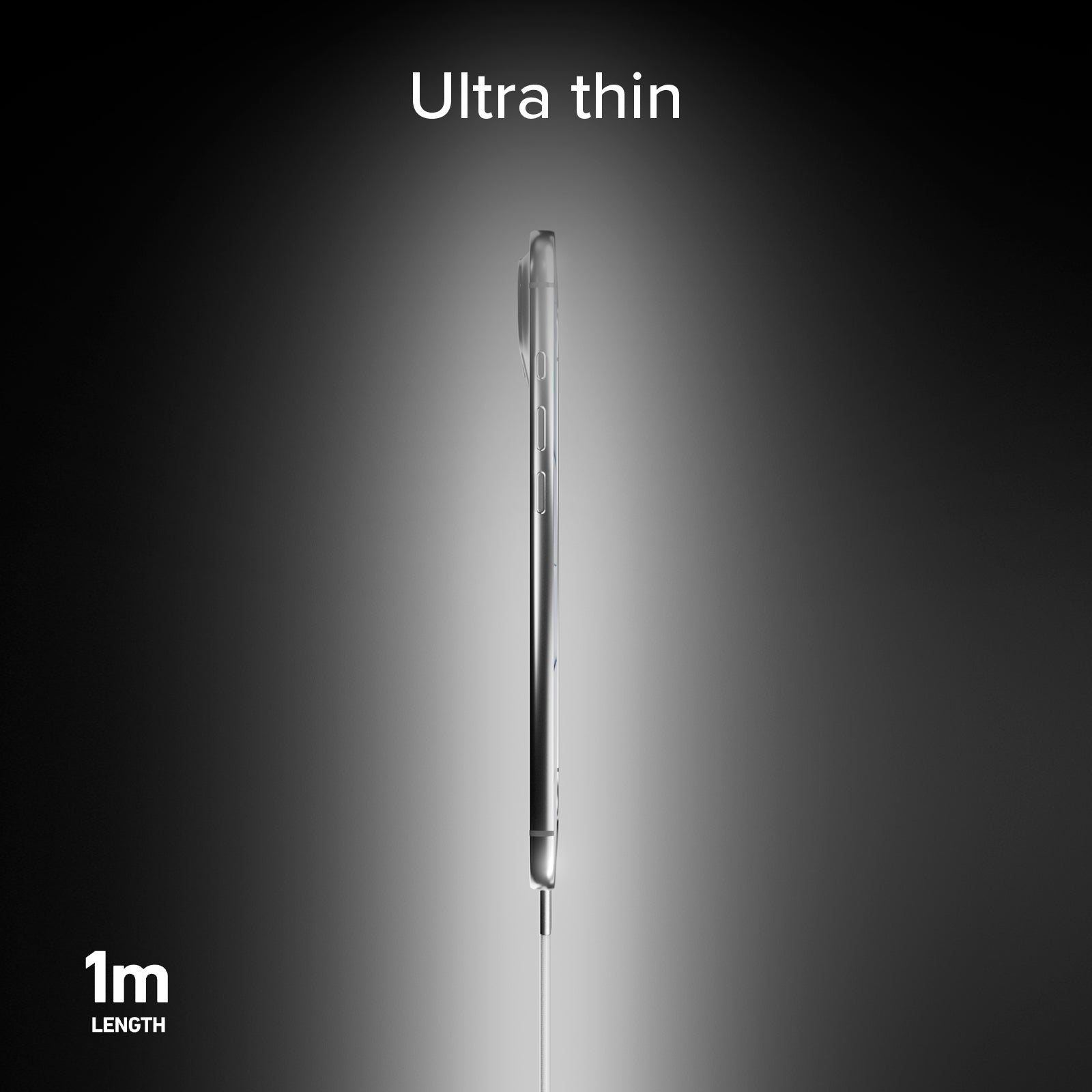 Slim charging and data cable with USB-C 2.0 connectors, 1 m