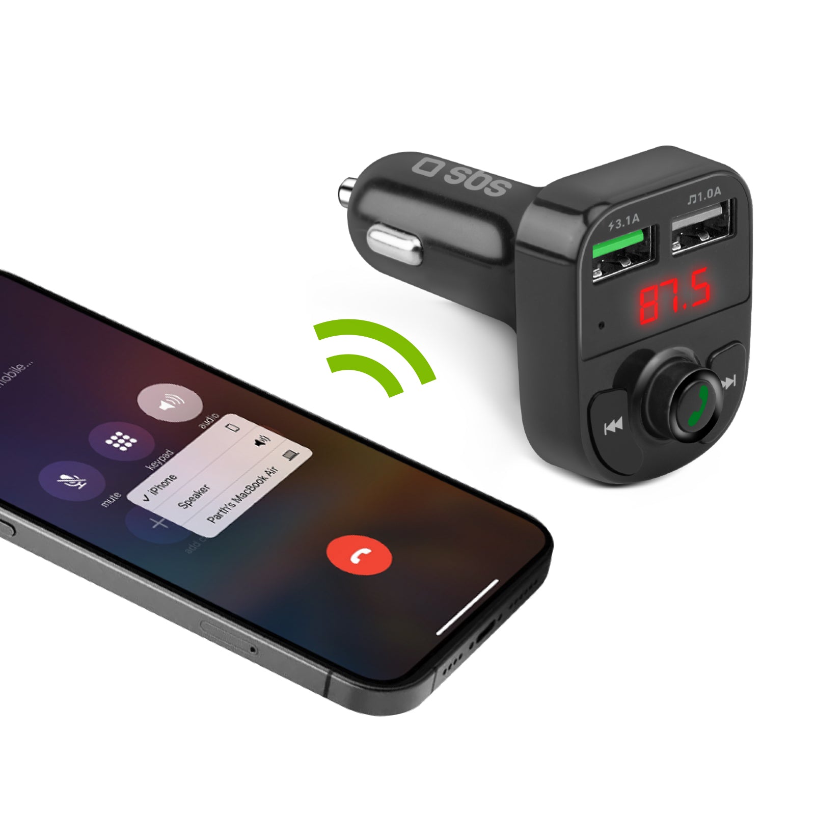 Chargeur de voiture 15 watts avec connexion sans fil