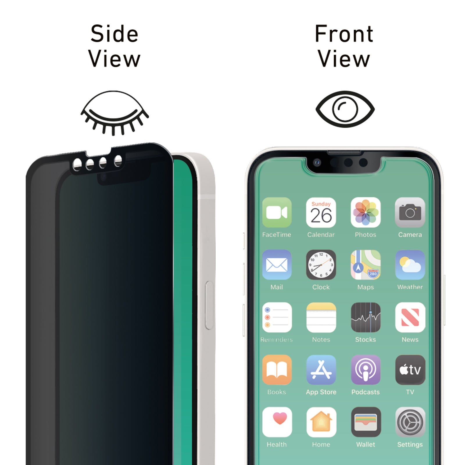 Bildschirmschutz aus Glas Full Cover Privacy für iPhone 13/13 Pro
