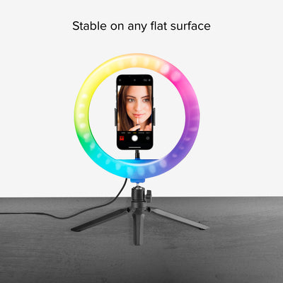 Mehrfarbiger LED-Ring mit Stativ für Fotos und Videos