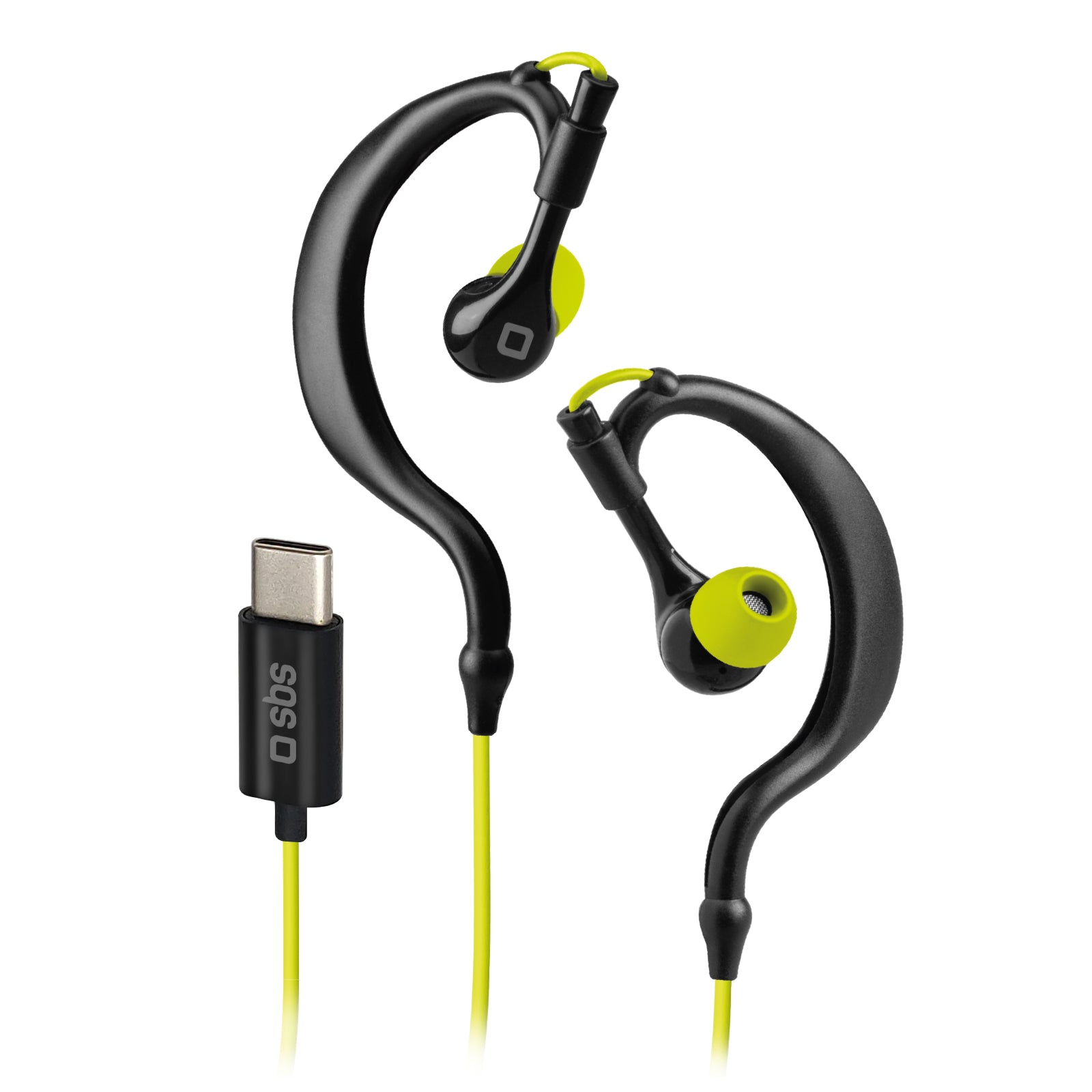 Écouteurs filaires de sport résistants à l'eau IPX5 avec crochets d'oreille et connecteur USB-C