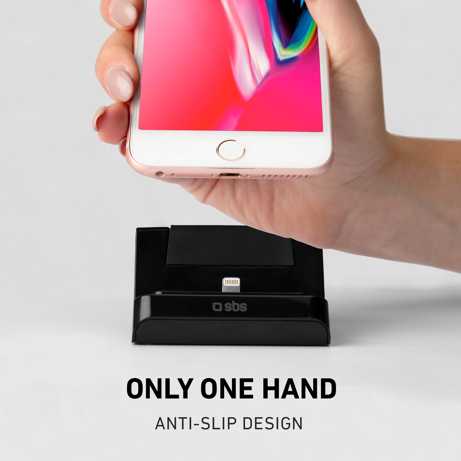 Tischhalterung mit Ladefunktion für iPhone mit Blitzlicht-Anschluss
