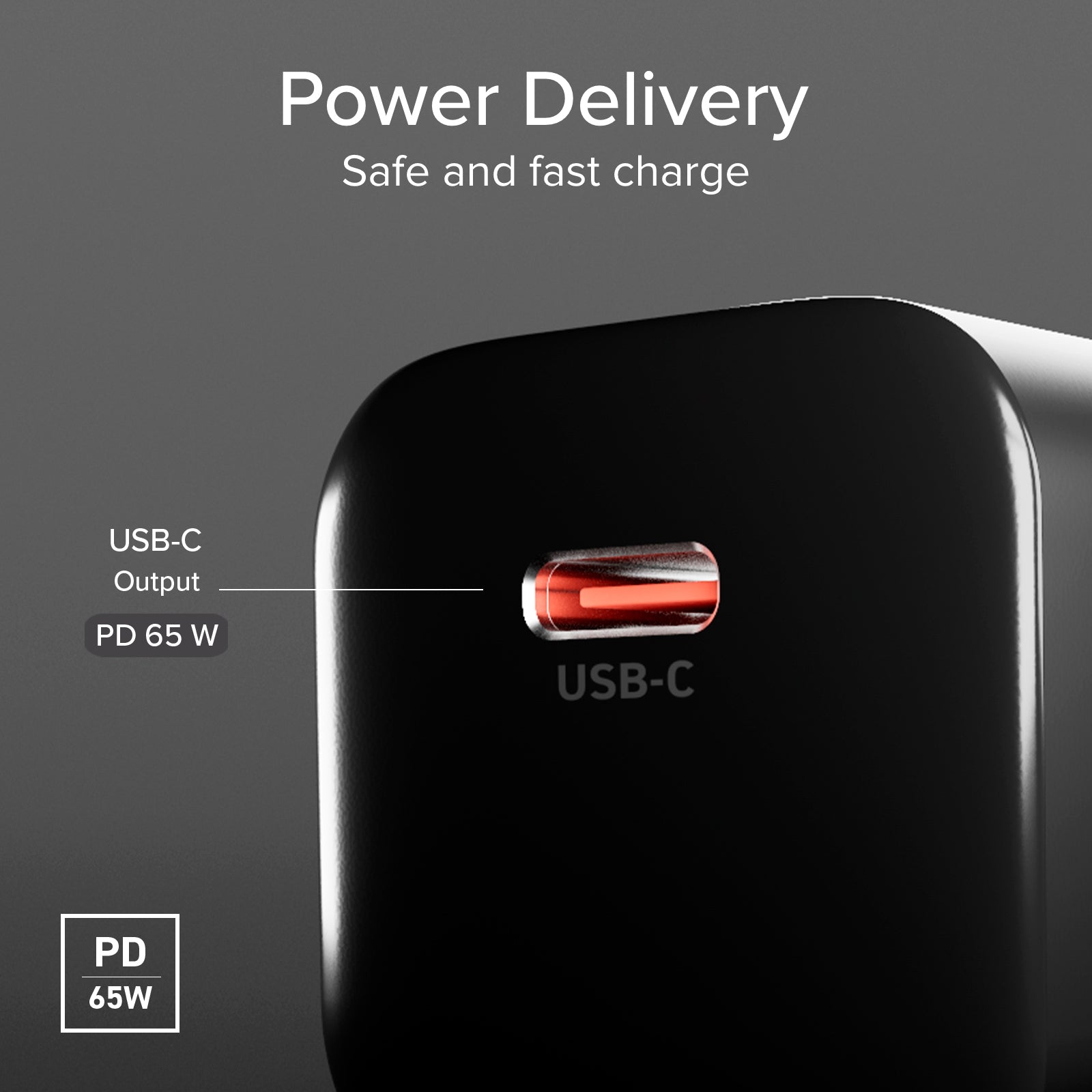  Chargeur mural USB‑C 65W GaN Power Delivery 3.0