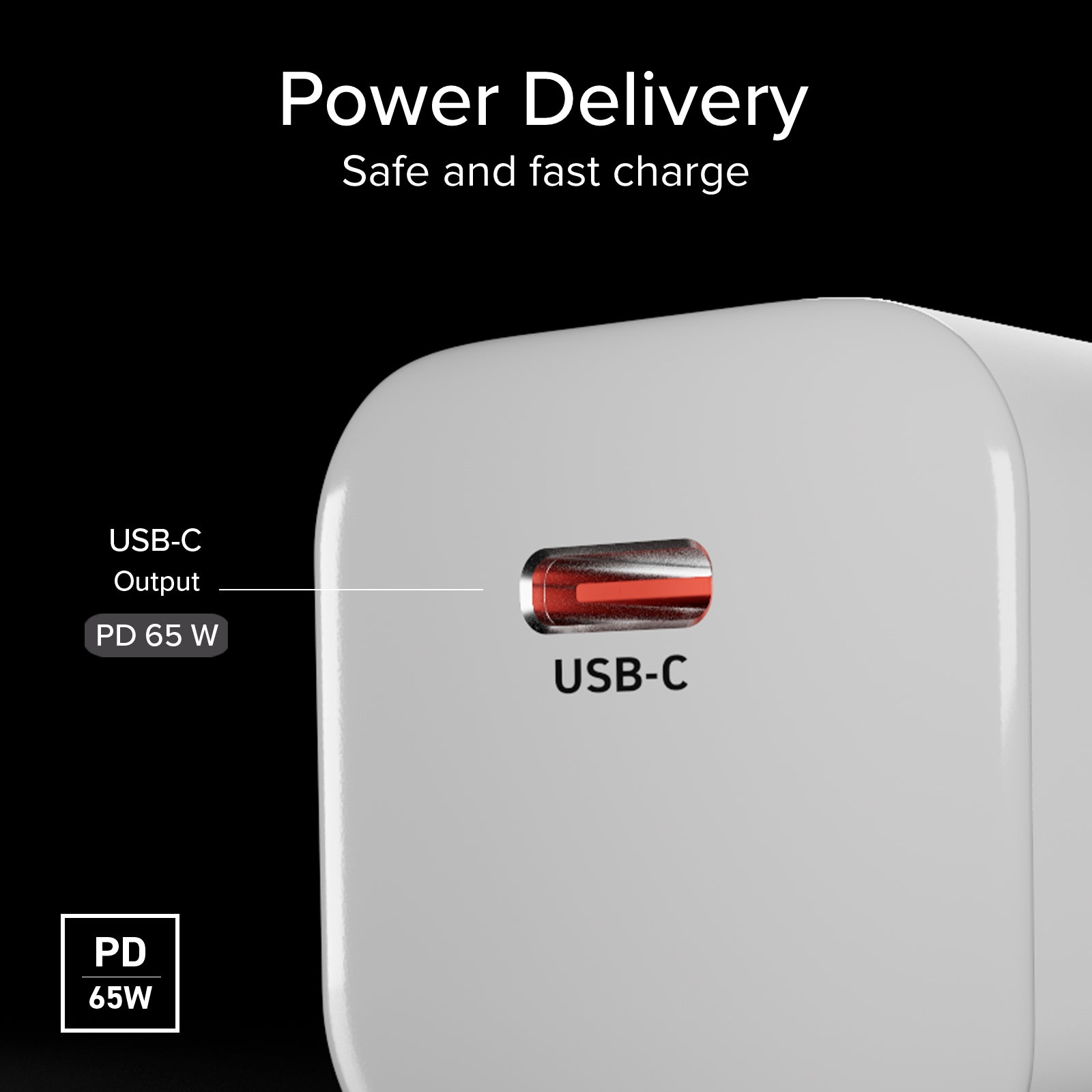  Chargeur mural USB‑C 65W GaN Power Delivery 3.0