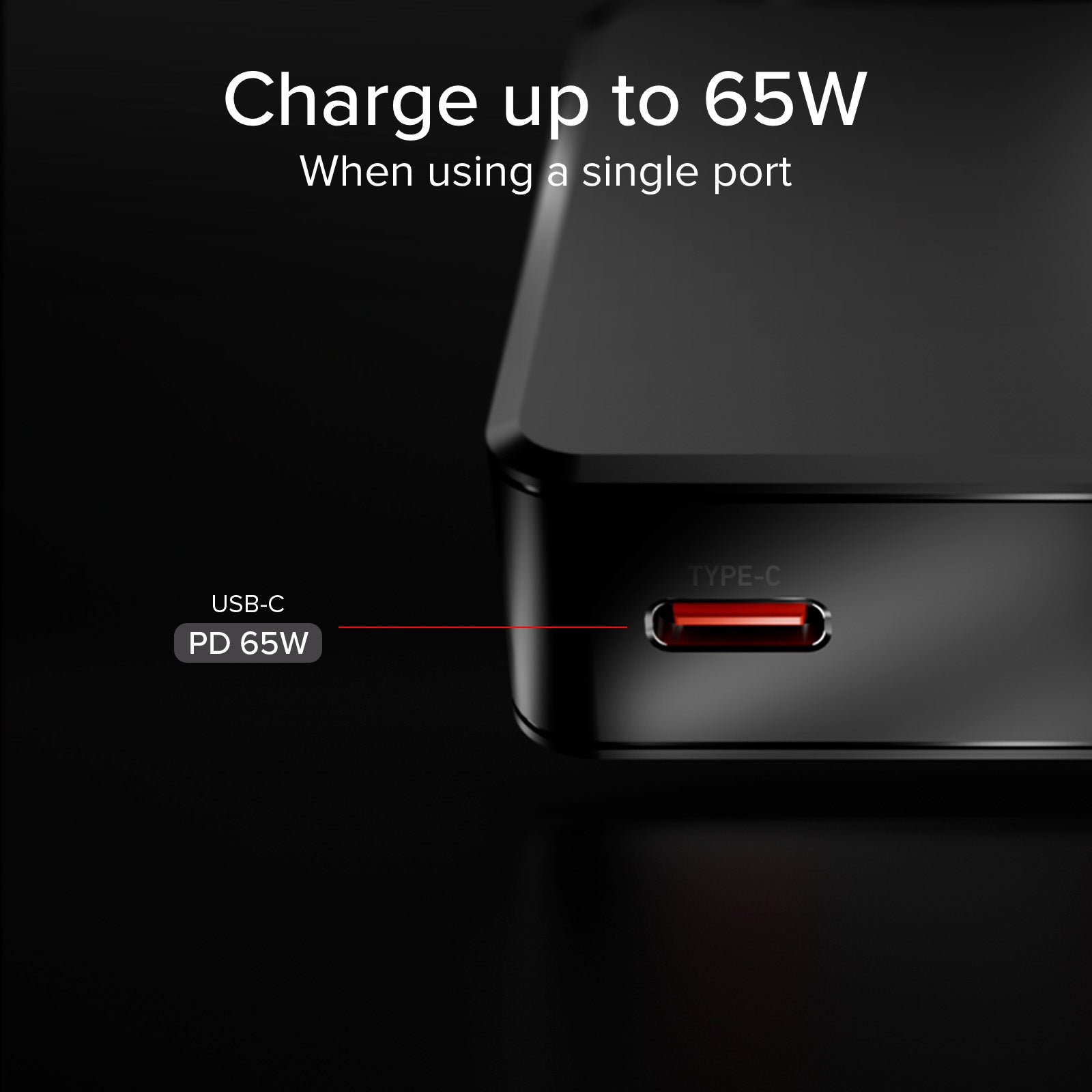 Ultra-Slim 65W USB-C wall charger with dual output
