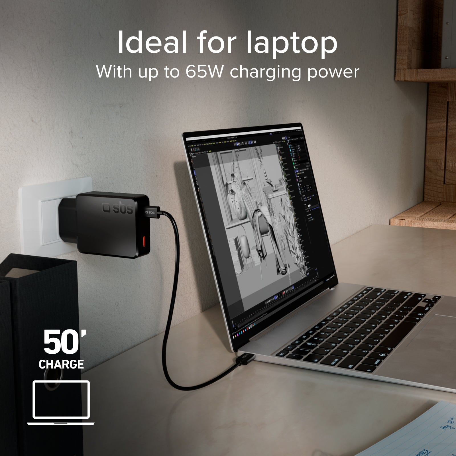 Ultra-Slim 65W USB-C wall charger with dual output