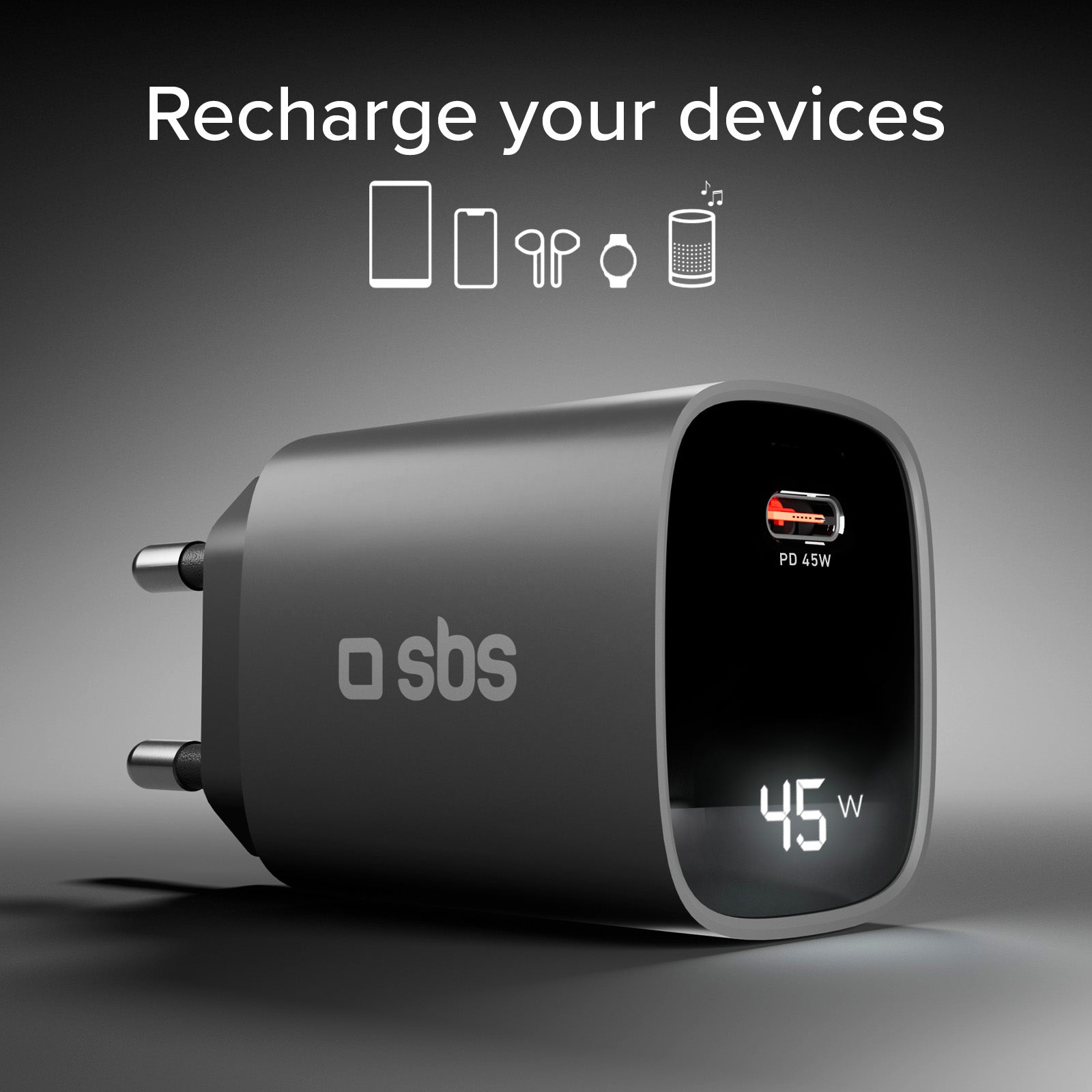 Chargeur 45 watts avec écran intégré