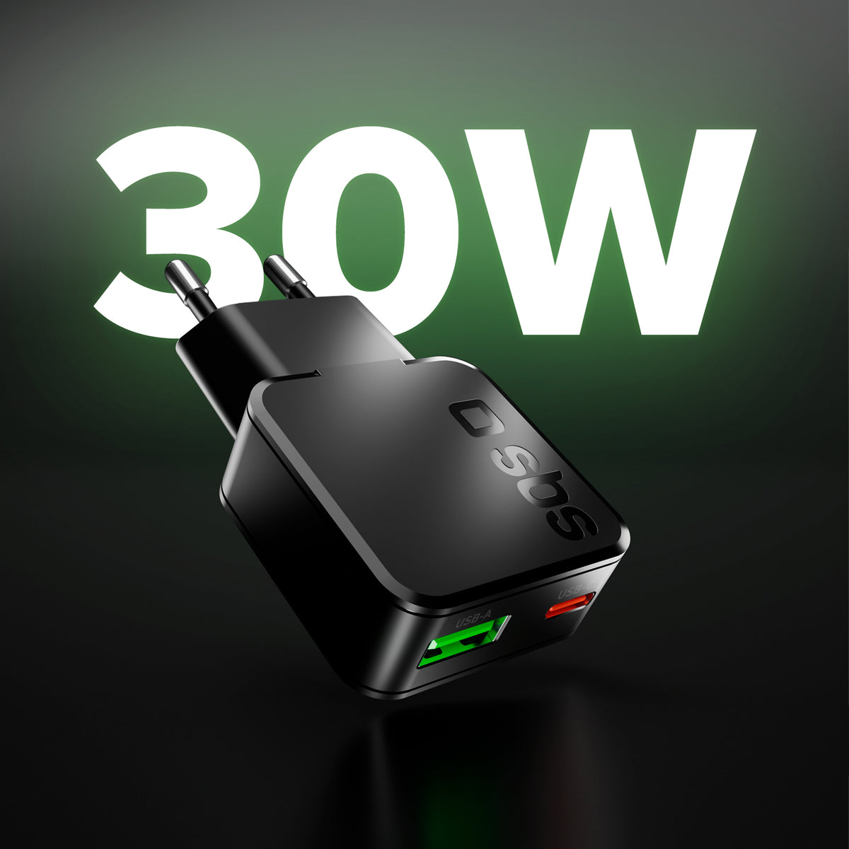 Chargeur mural slim 30W USB-C Power Delivery et USB-A Fast Charge