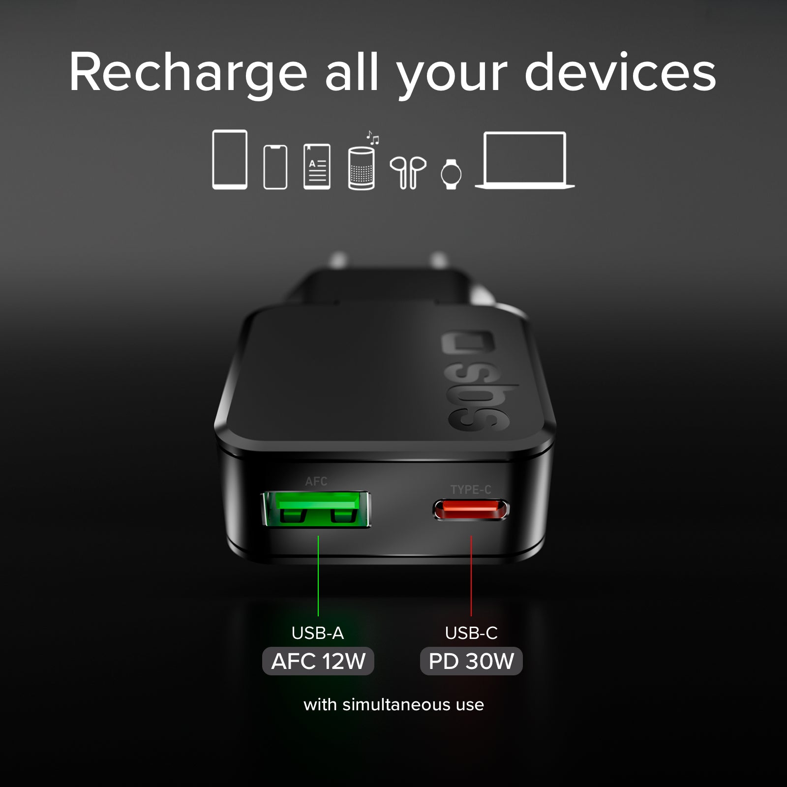 Ultra-Slim 45 W USB-C wall charger with dual output