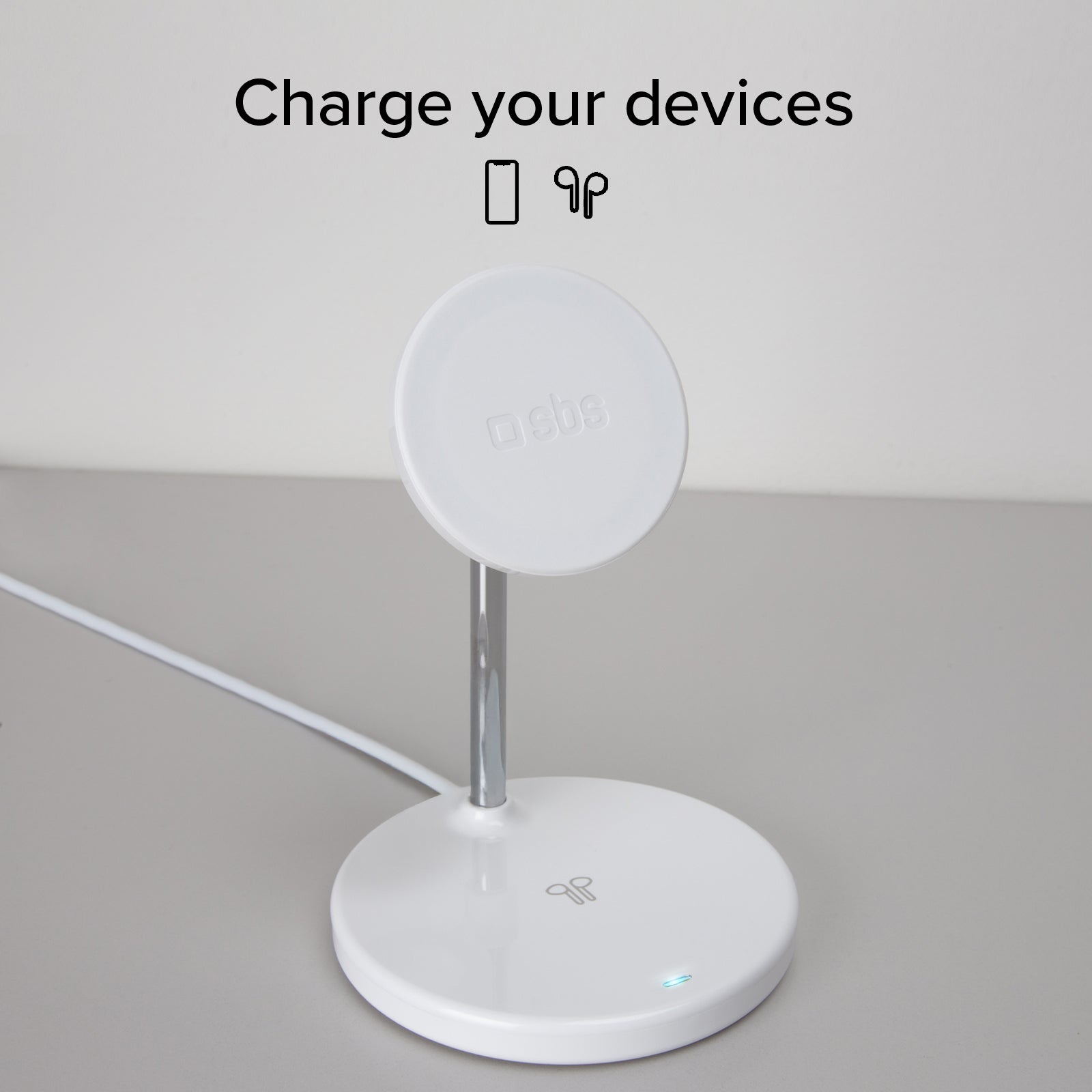 Station de recharge verticale sans fil 2-en-1 pour iPhone, téléphones Android, AirPods, écouteurs TWS