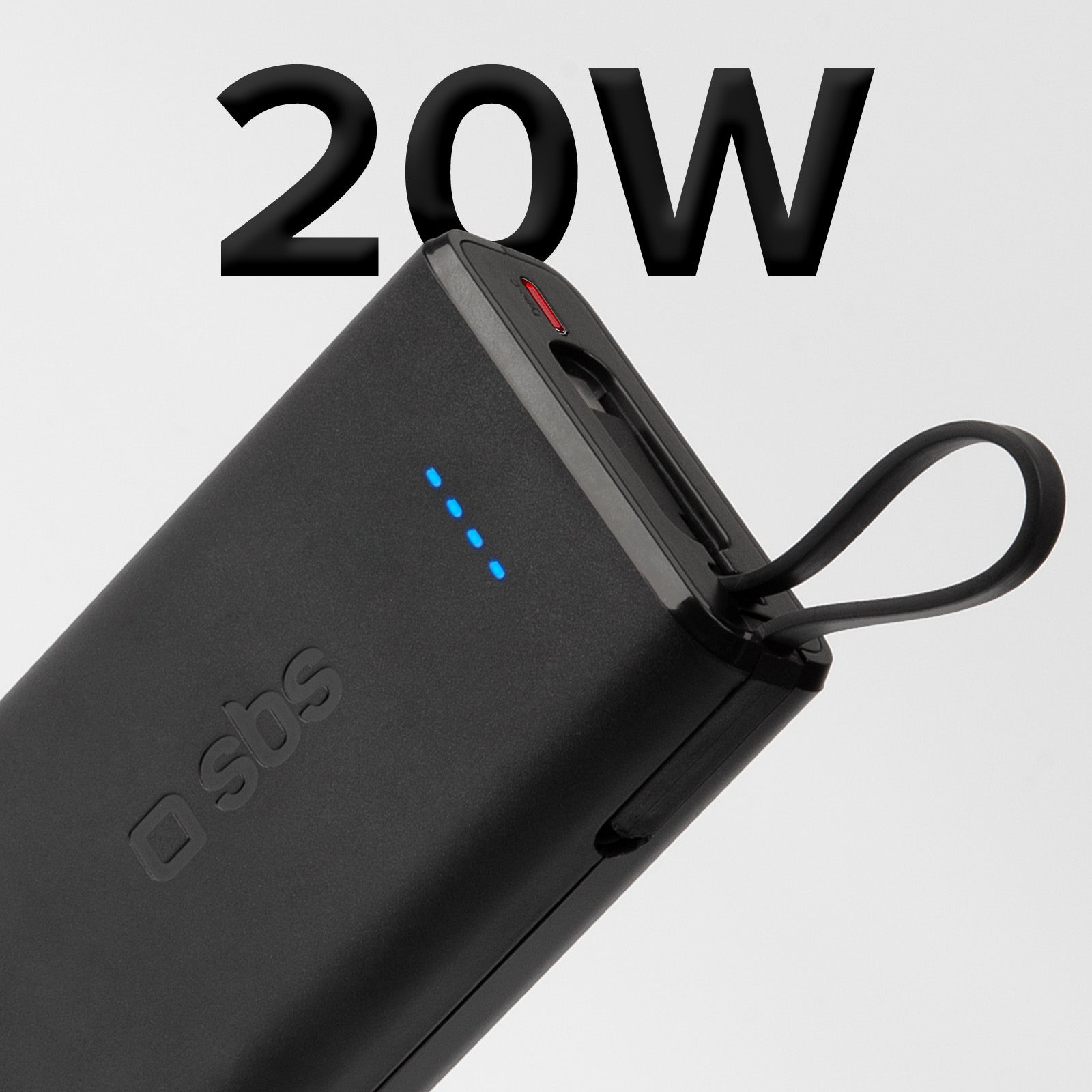 Powerbank Power Delivery 20 W 10000 mAh mit integriertem USB-C-Kabel