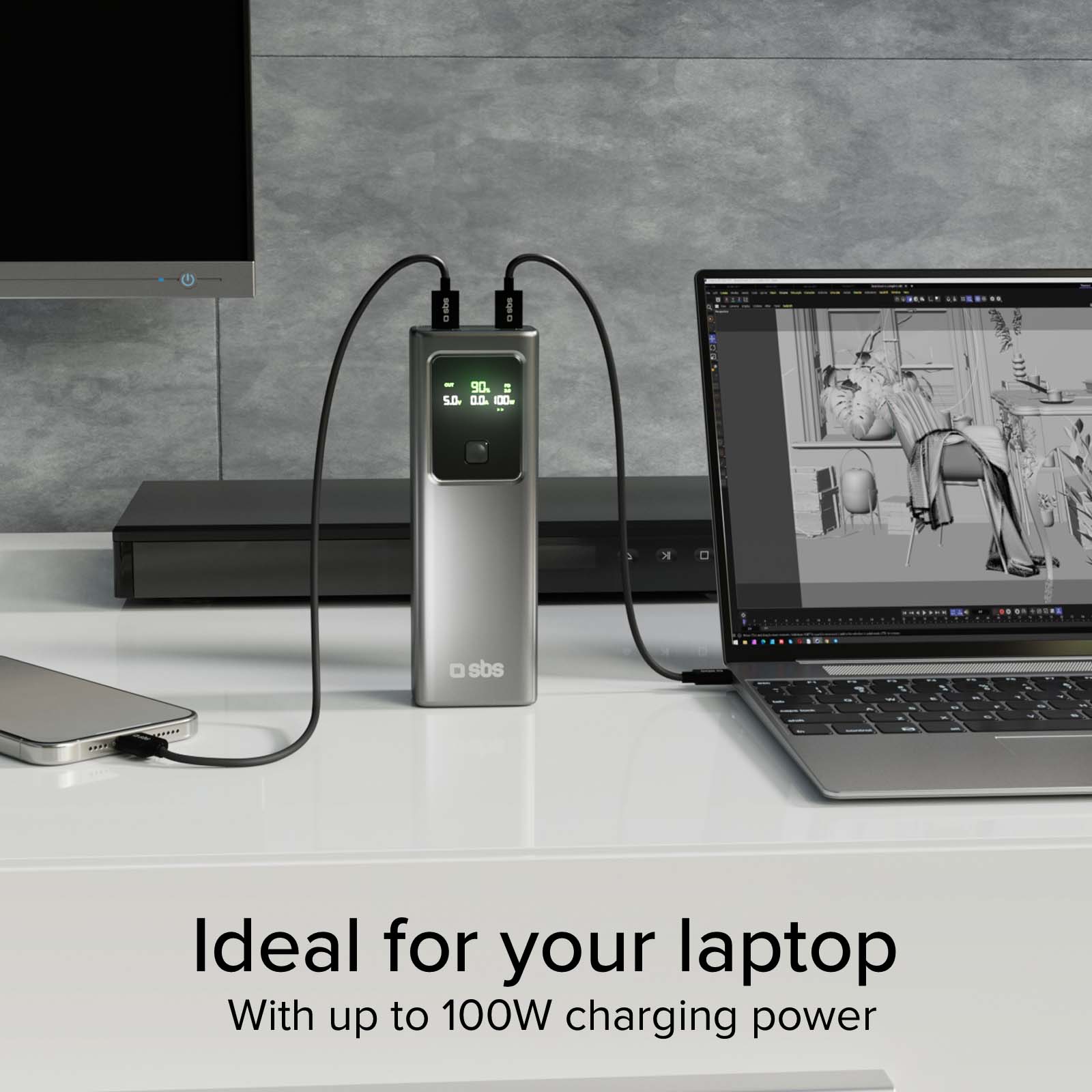 LCD Power Bank 20.000 mAh con PD 100W