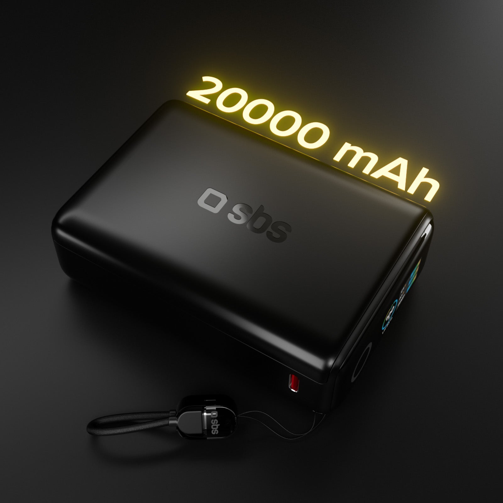 Power Bank 20000mAh con cavo integrato e display TFT
