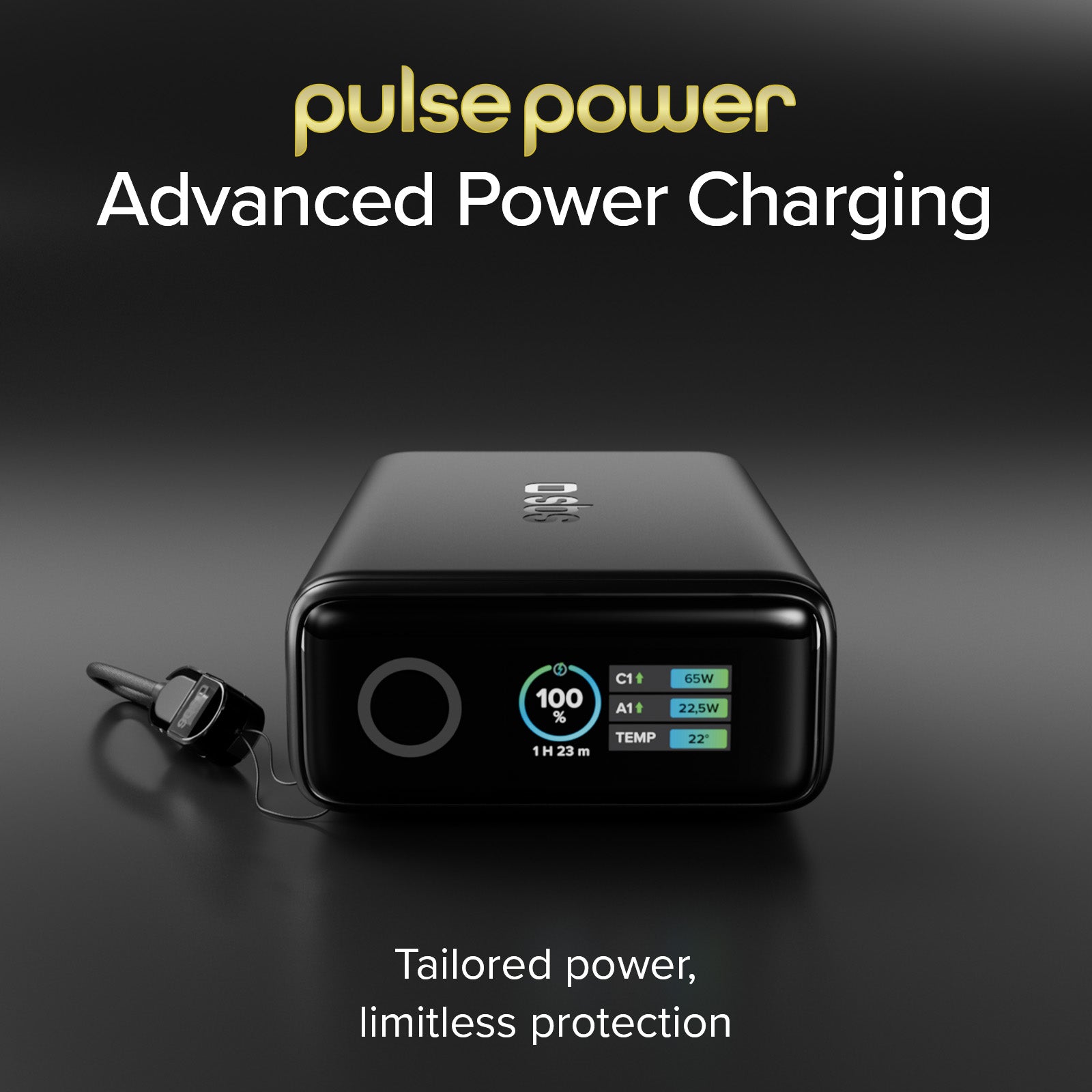 Power Bank 20000mAh con cavo integrato e display TFT