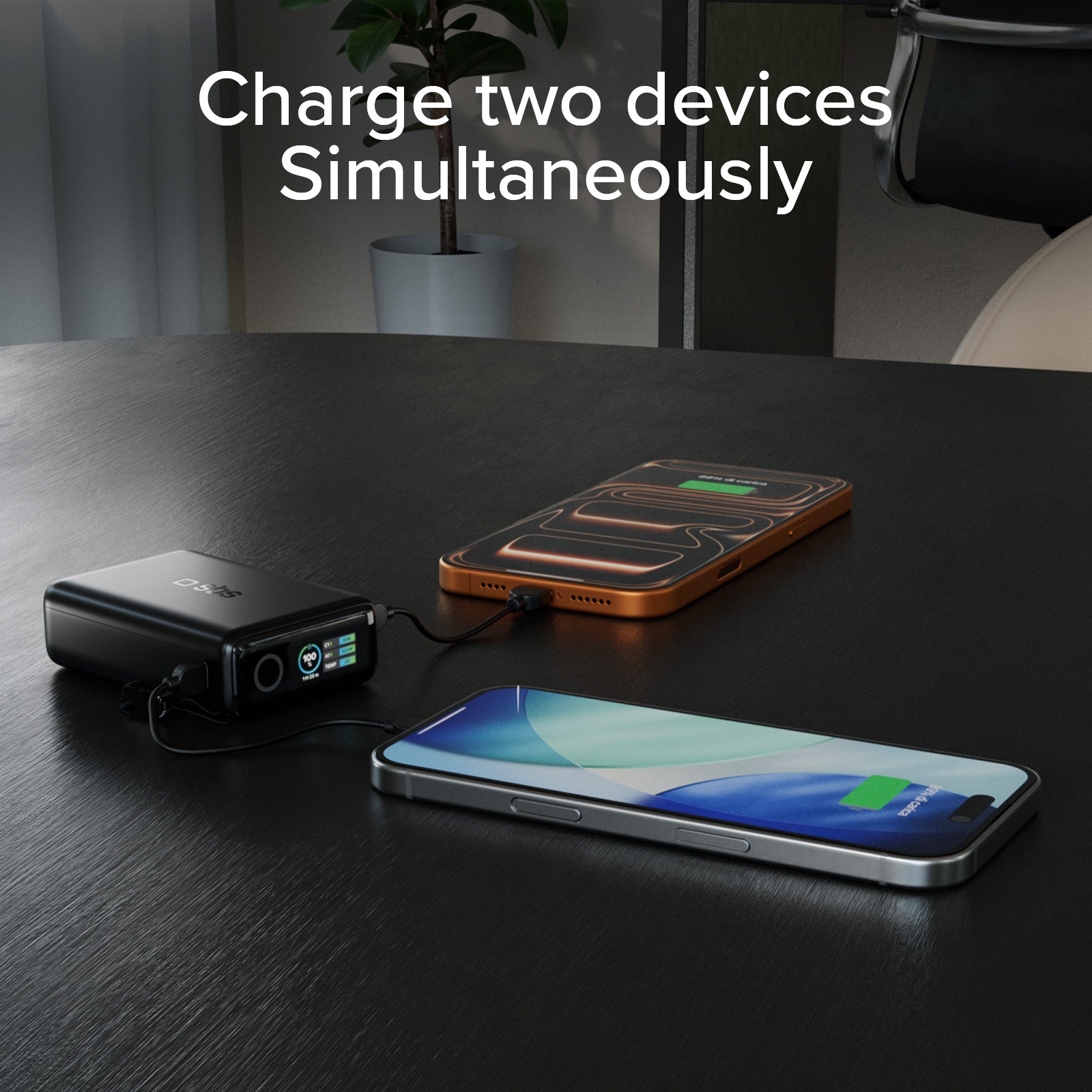 Power Bank 20000mAh con cavo integrato e display TFT
