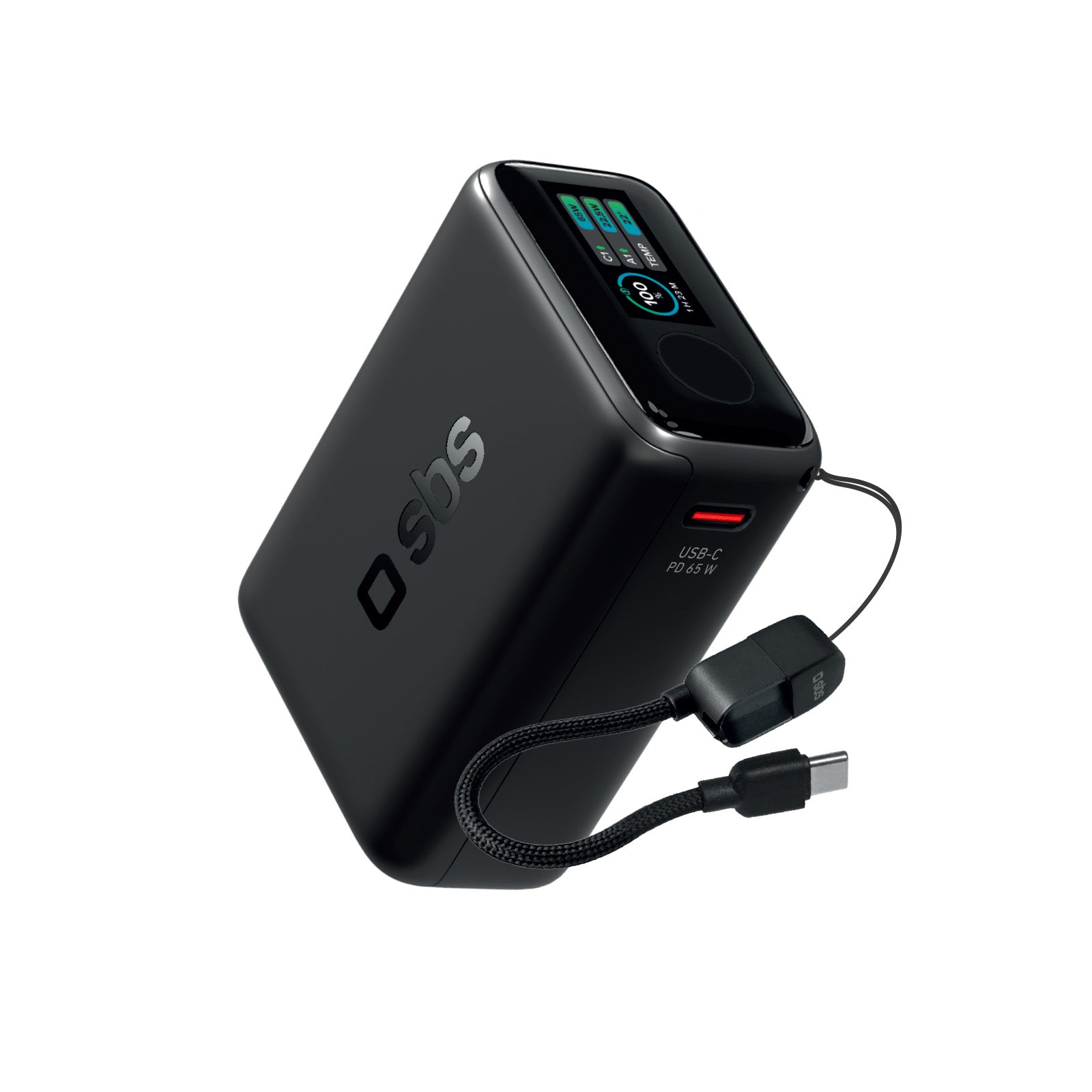 Power Bank 20000mAh con cavo integrato e display TFT