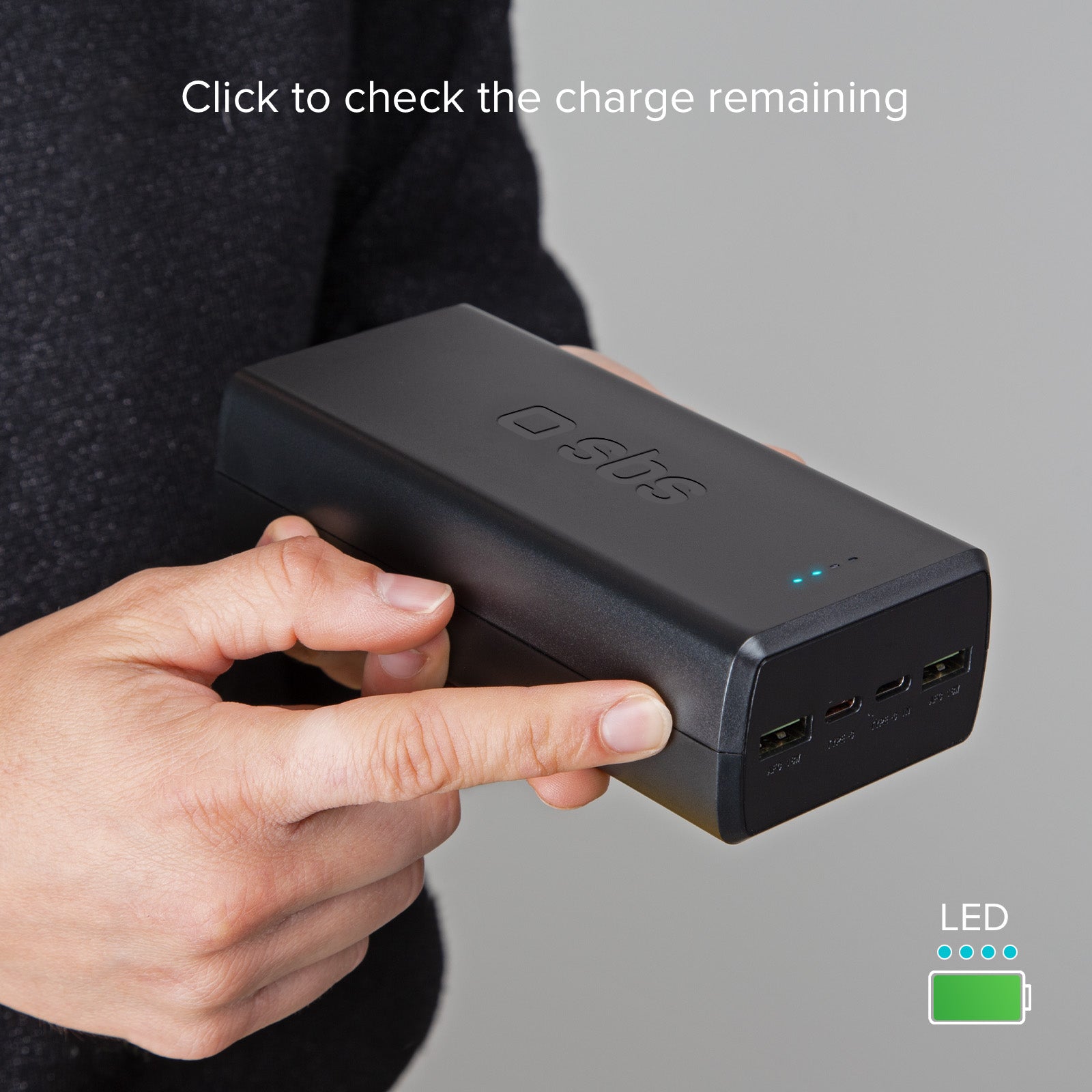 Batería externa de 30 000 mAh con 2 puertos USB-C y 2 puertos USB-A