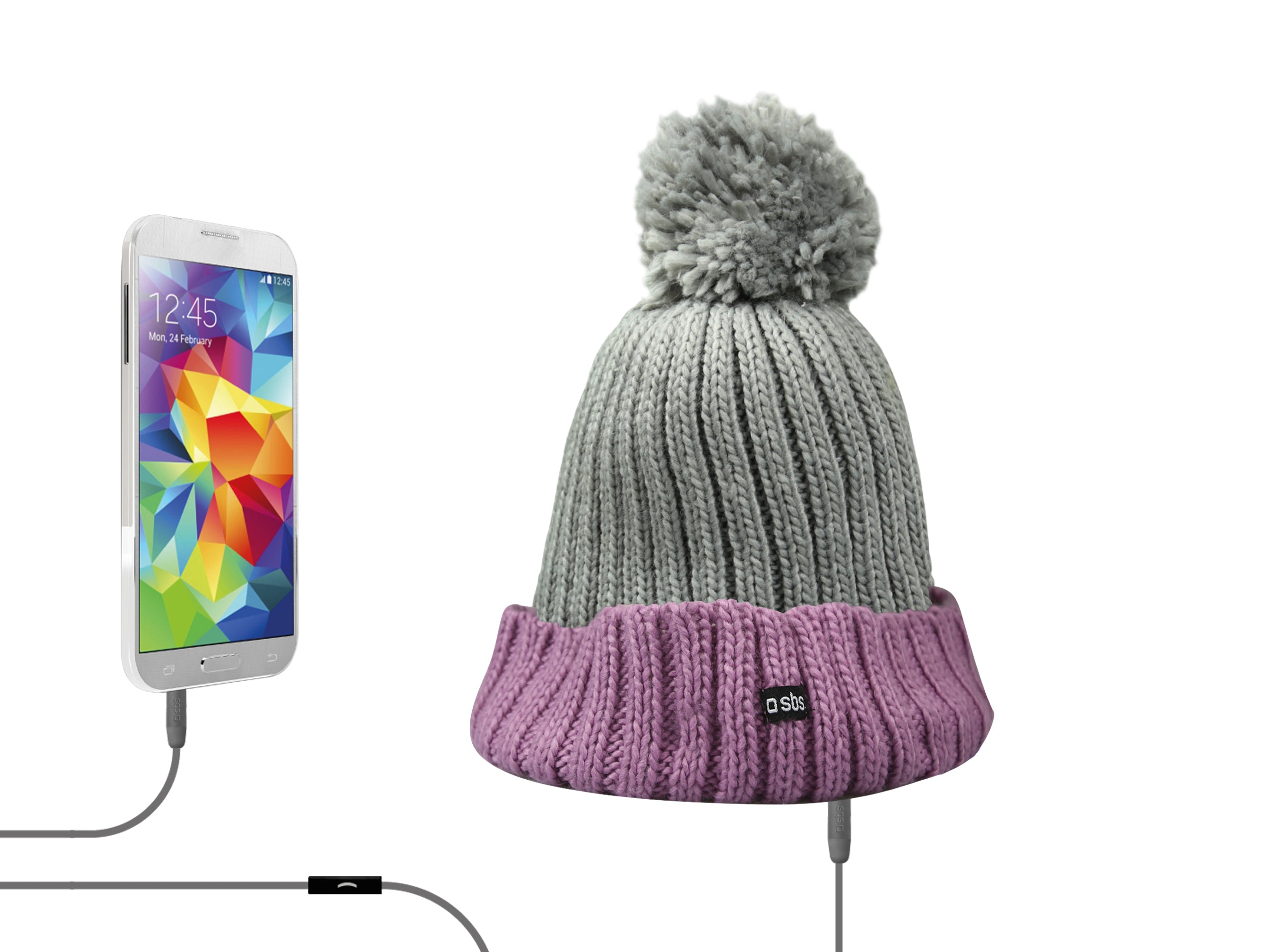 Wintermütze mit eingebauten Stereo-Kopfhörern und Mikrofon